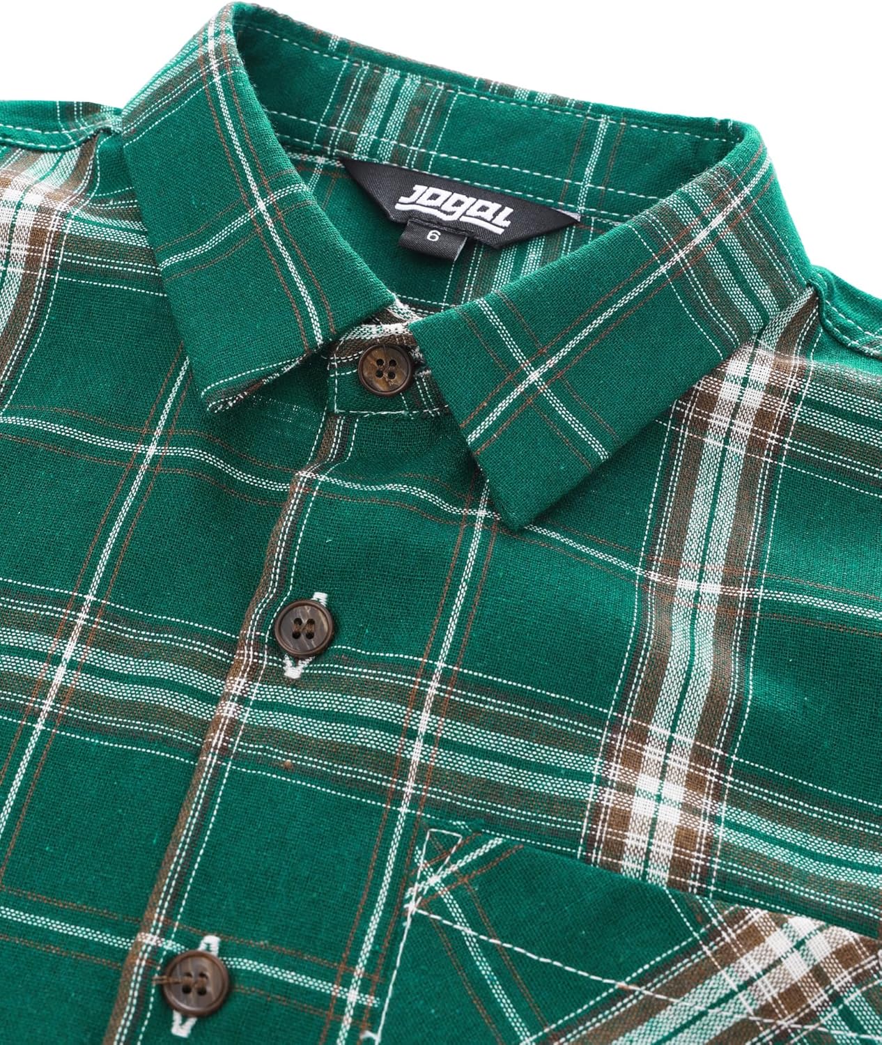 JOGAL Boys Plaid Shirt Long Sleeve Kids Button Down Shirts with Pocket for 6-14 Years - Image 4