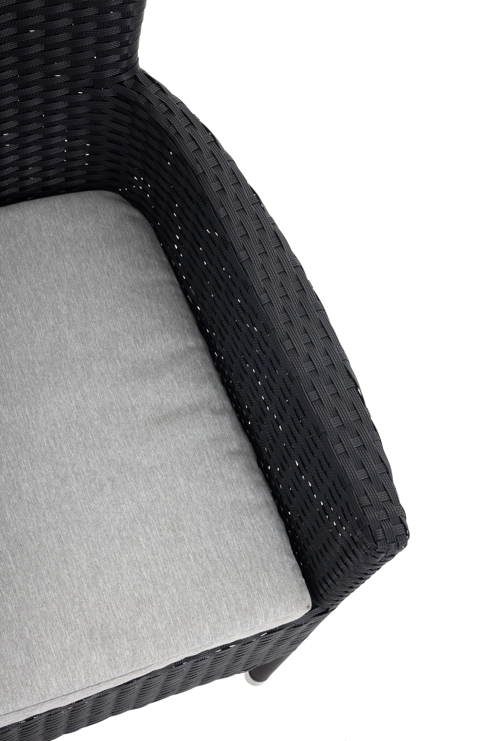 METRO Professional Silla de Jardín con Reposabrazos y Cojín Noelani, Acero/Ratán sintético, Sillón para Exterior, Negro