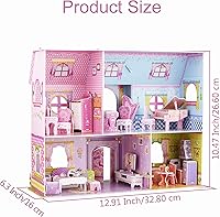 Vista 4 de WISESTAR Rompecabezas 3D de castillo de princesa grande, kits de casa de muñecas para niñas, 92 piezas de casa de cuento de hadas con muebles