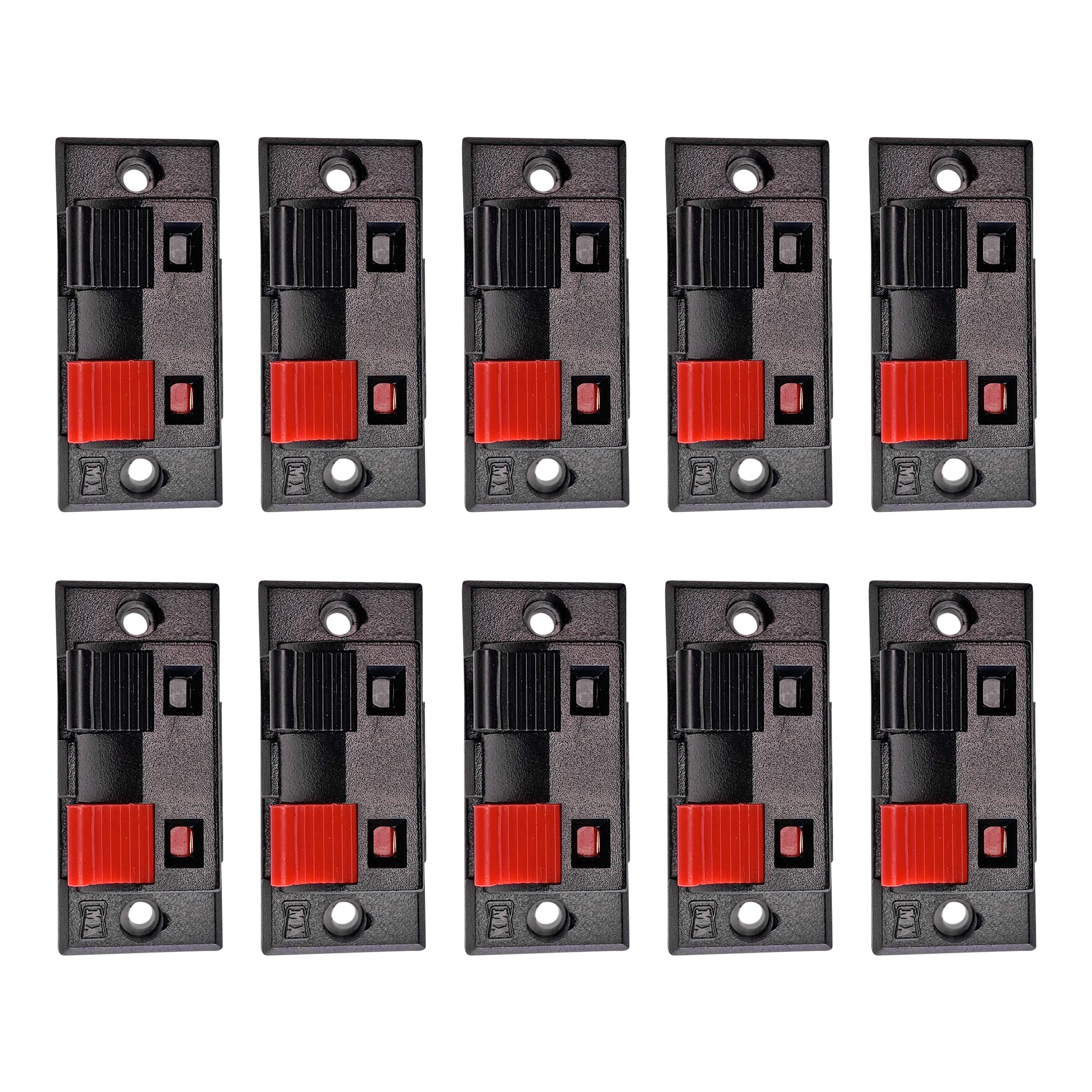 MX 2 Way/Pole Loud Speaker Terminals Socket/Block/Connector with Red & Black Push Release/Insert Spring Loaded Mechanism (Size : Size: 5.5 x 2.5 x 3 cm : Pack of 10)-image-46