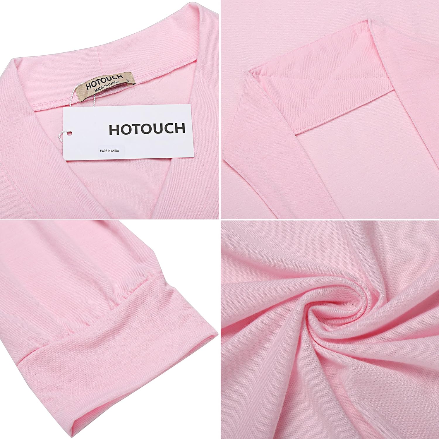 HOTOUCH Womens Robe Lightweight Short Knit Bathrobe Soft Ladies Sleepwear with Pockets - Image 5