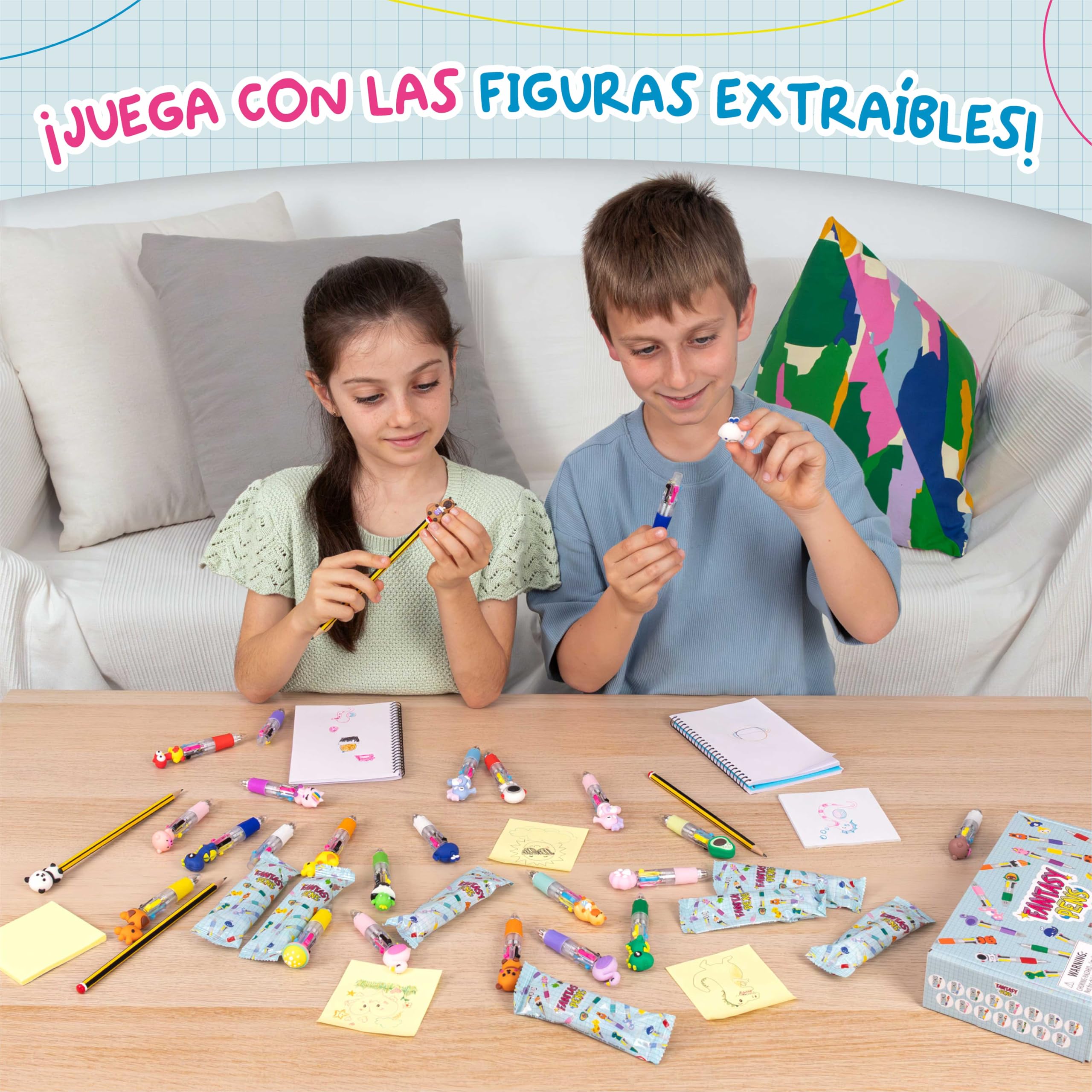 BONNYCO Boligrafo Multicolor 4 Colores con Figuras Divertidas, Pack 30 Regalos Cumpleaños Niños Colegio