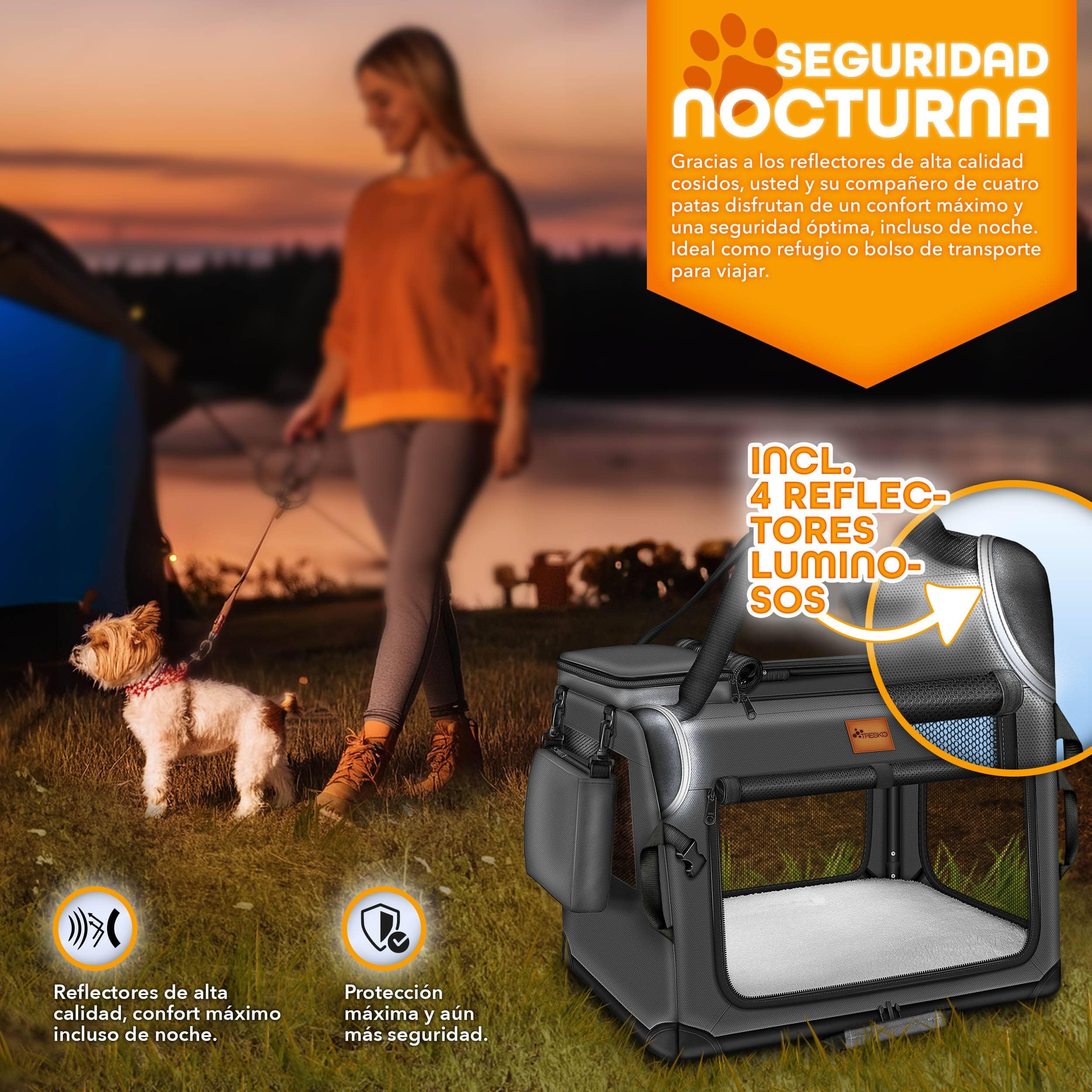 TRESKO Caja Plegable para Perros con Alfombrilla para Fugas, 83 x 58 x 58 cm, Transportín para Perros