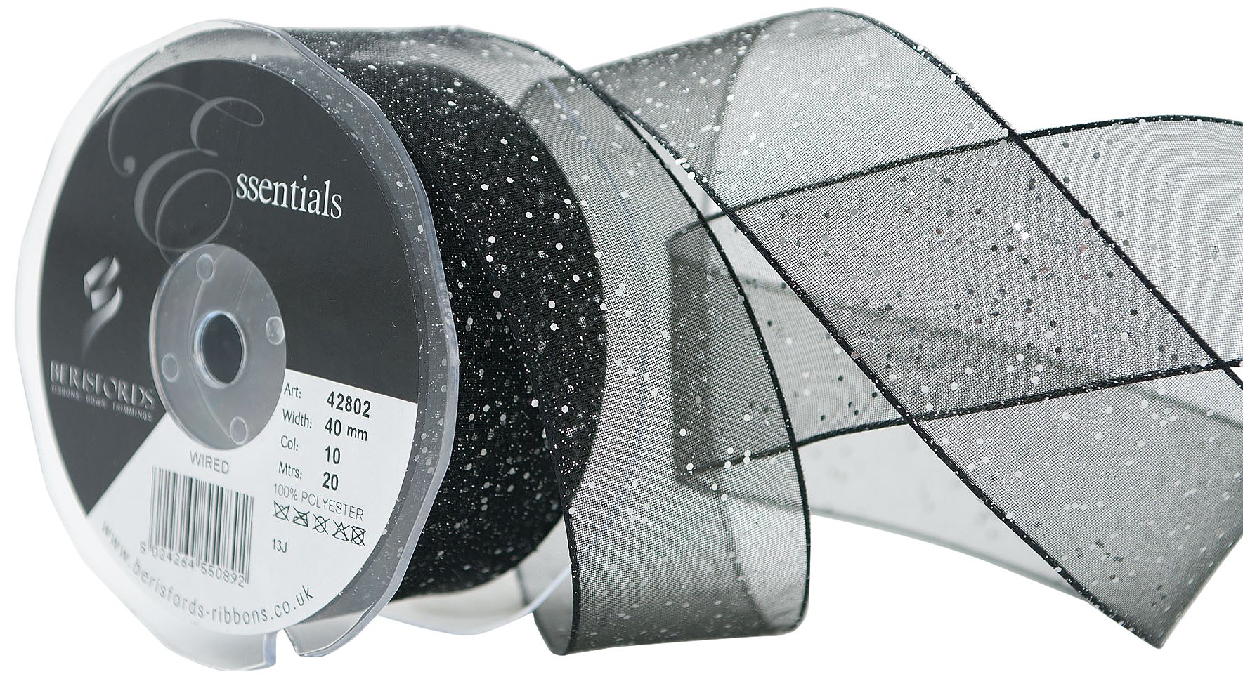 Berisfords 10 Black Random Glitter Ribbon