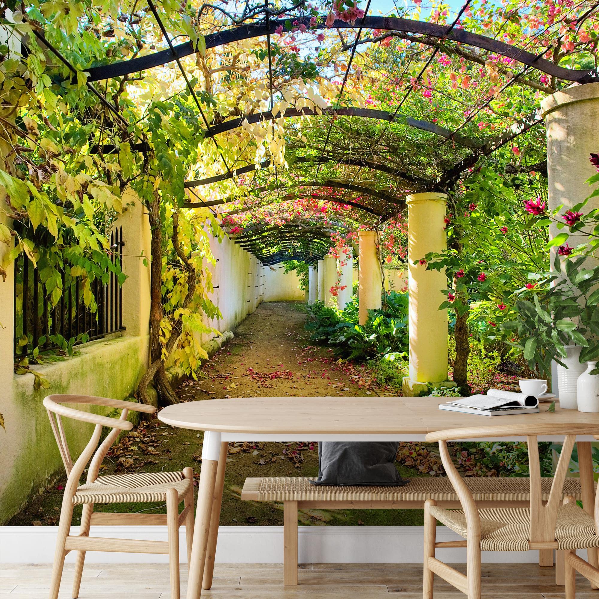 Runa Art Carta da parati fotografica 396 x 280 cm giardino Natura | Vello Decorazione Murale Soggiorno Camera Da Letto | Manifattura tedesca | verde 9003012a