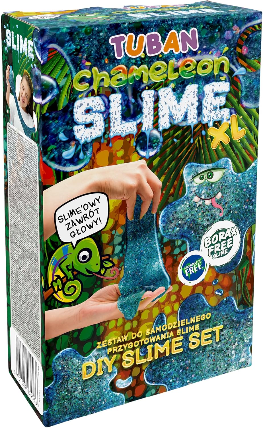 TUBAN DIY Tuban Slime Set - Glue - Activator - Neon Glitter - Container - Stirring Stick - Toy for Kids Chameleon XL