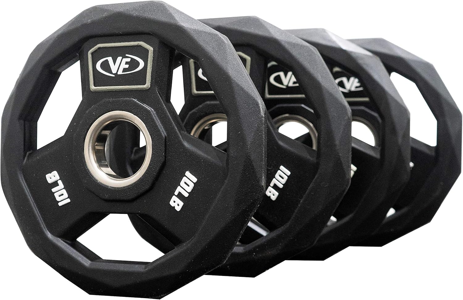 Valor Fitness Polyurethane Olympic Weight Plates with Grip Handles for Barbells - Weightlifting Home Gym Workout Equipment