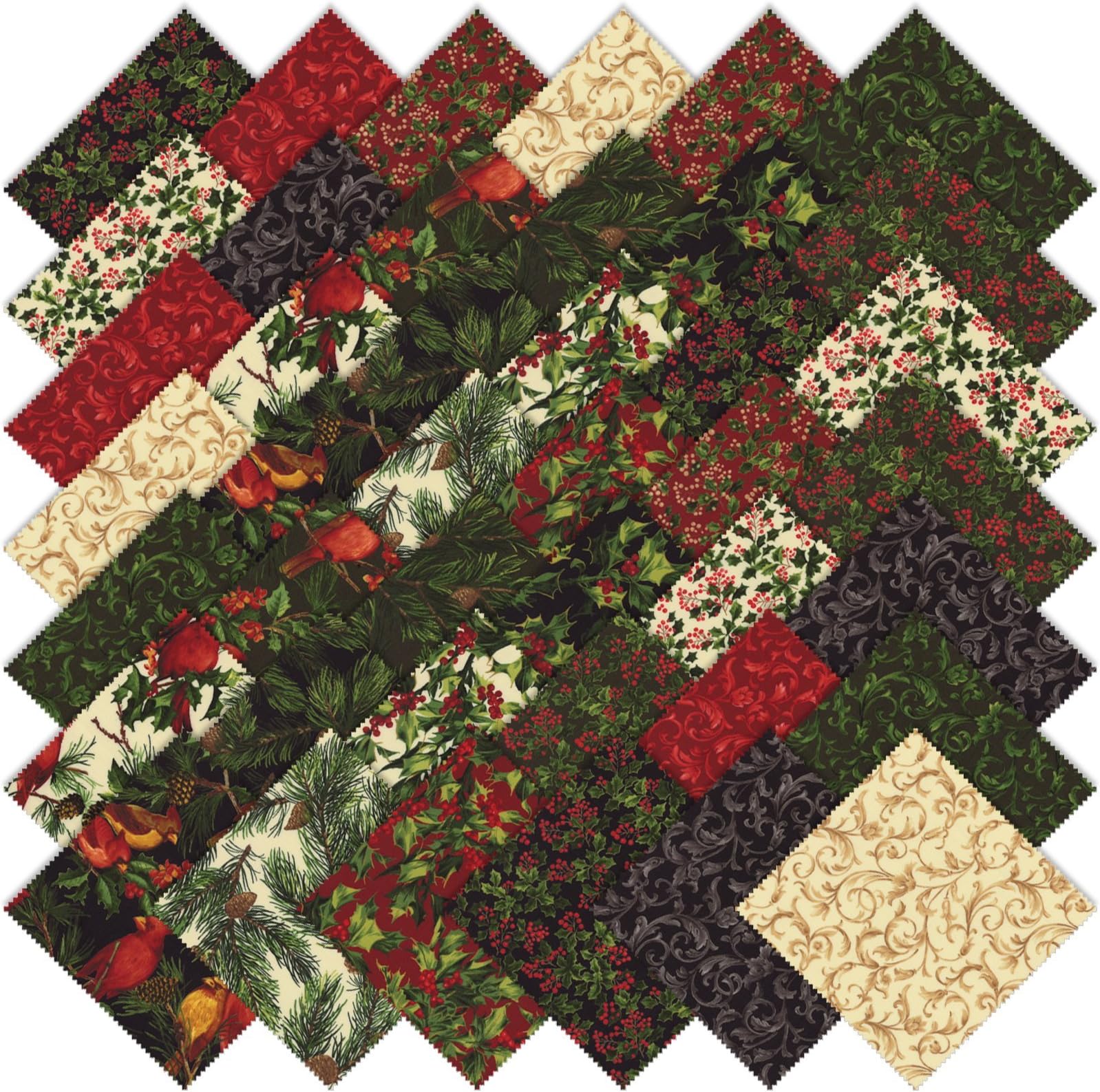 Moda Rejoice Charm Pack, Set of 42 5-inch (12.7cm) Precut Cotton Fabric Squares