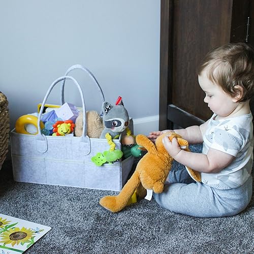 Miniatura 6 de Organizador de pañales  Organizador grande de fieltro de 15 x 9 pulgadas para coche y guardería y organizador de pañales para bebé
