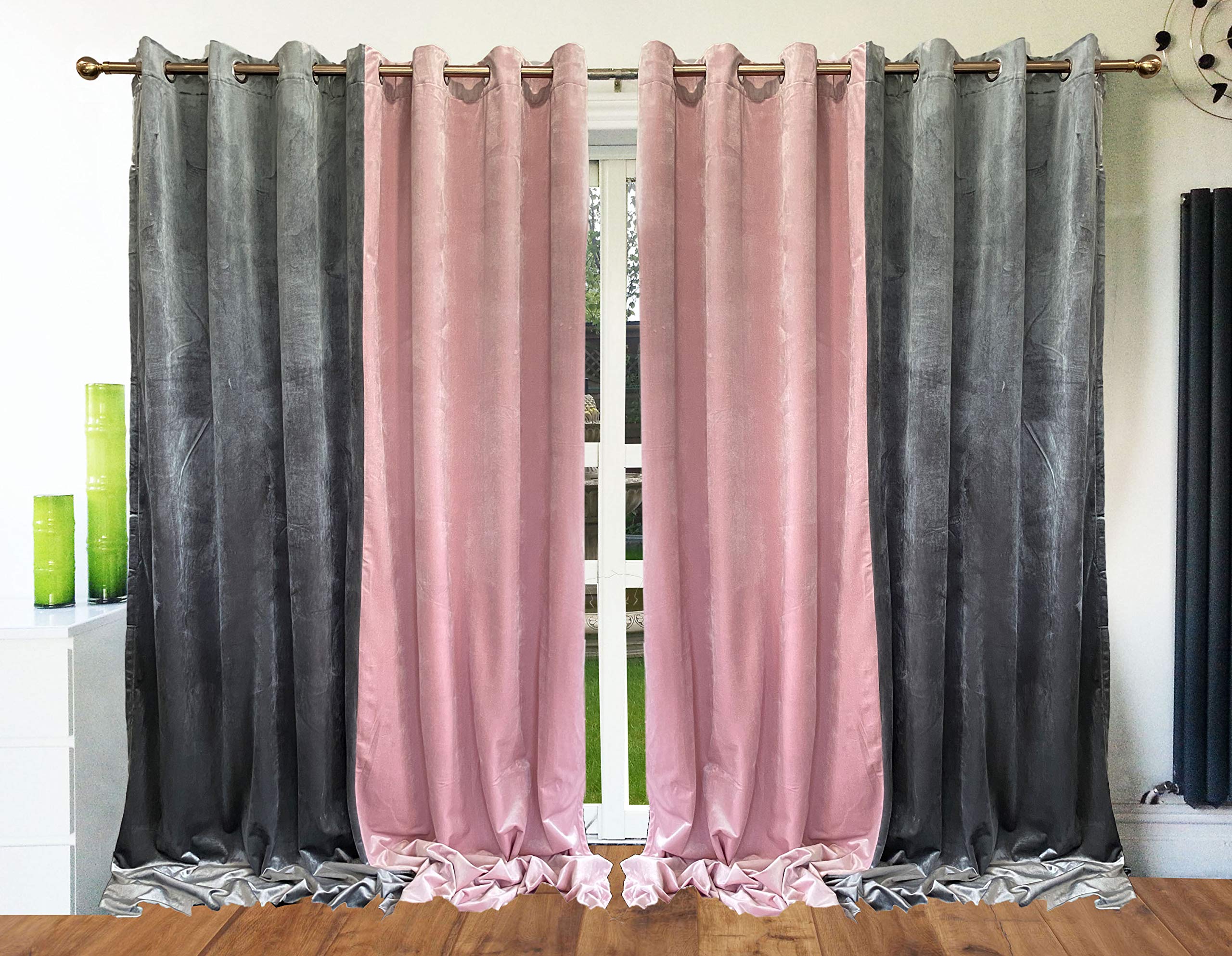 GELISURE Cortina De Terciopelo Cortinas Opacas,Cortinas De Ventana De Pom Pom Vintage,Cortinas Con Borlas
