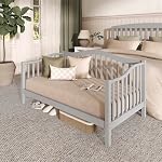 Dream On Me Austin Lit de jour pour tout-petit en gris cailloux, certifié Greenguard Gold, rail de sécurité latéral, finition non toxique, conception de plancher bas, en bois de pin durable