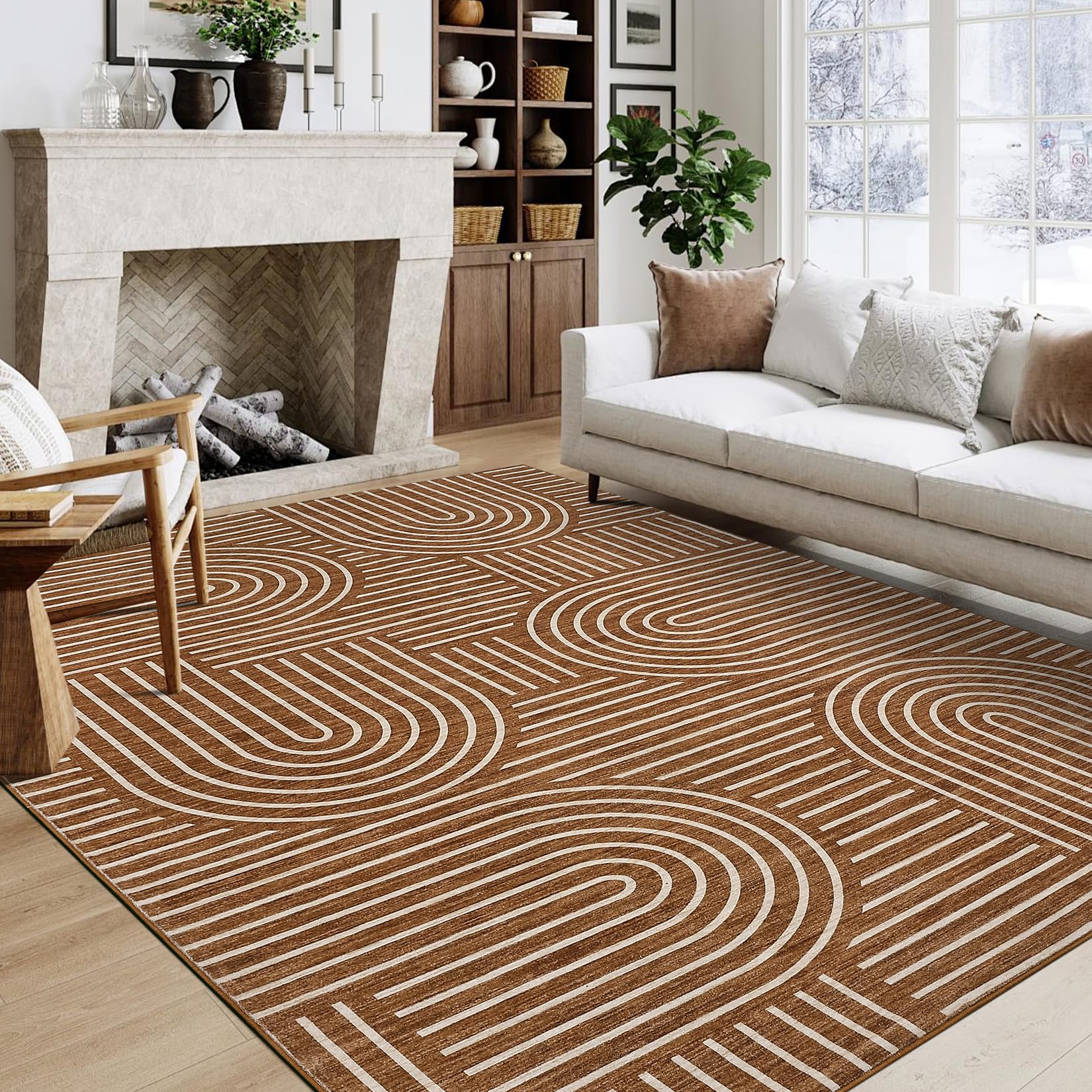Photo 1 of ROYHOME Modern Washable Rug 6x9 Area Rugs for Living Room Non Slip, Copper