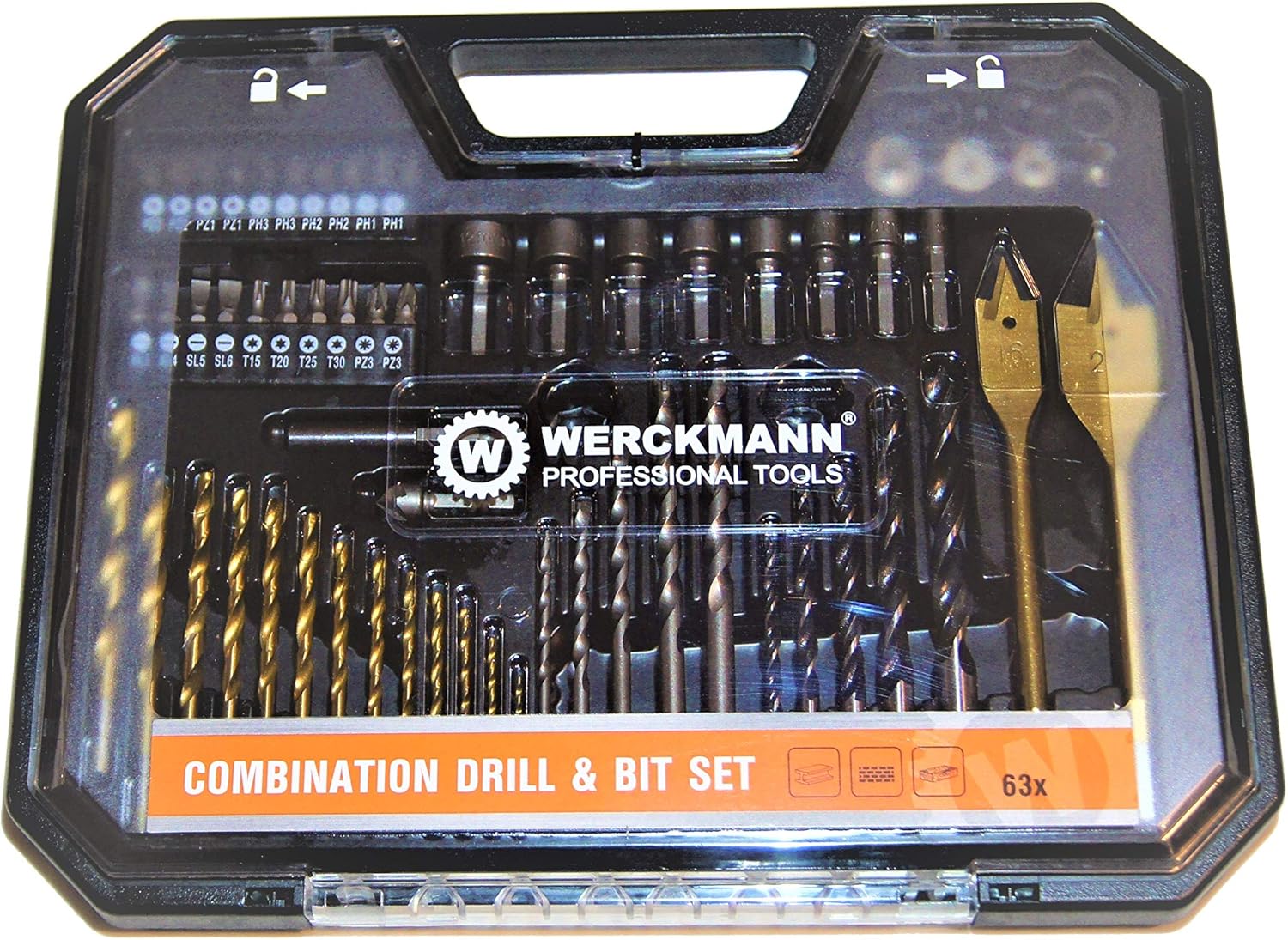 Werckmann Drill Bit Set, 63 Pieces, Professional Tool Box, FASTENER