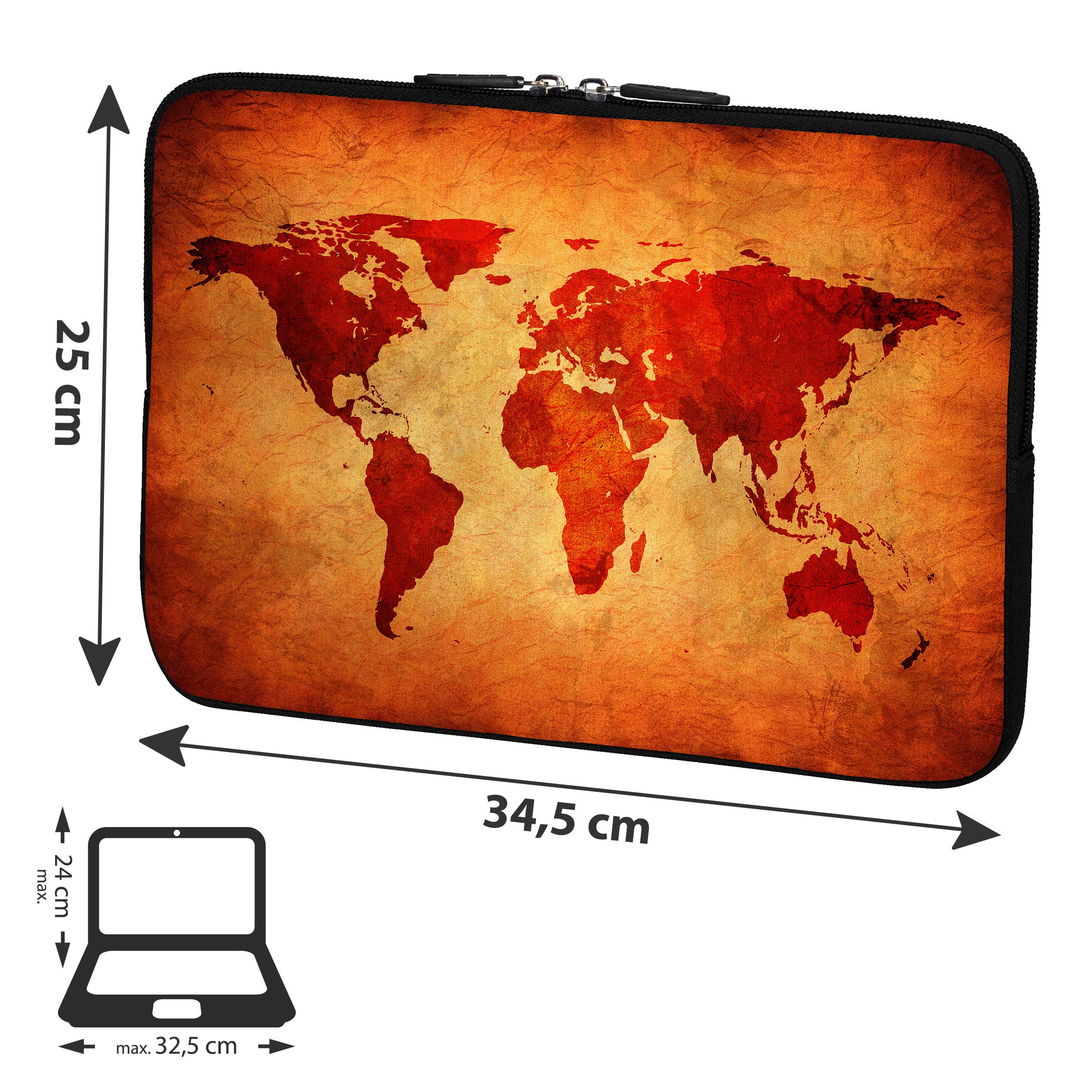 PEDEA Design pokrowiec ochronny na notebooka torba do 13,3 cala (33,7 cm), Brown Global Map