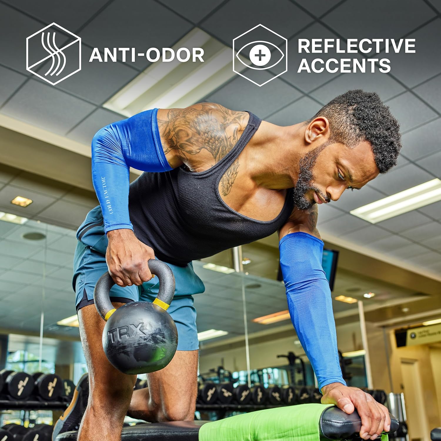 COLD FACTOR Compression Arm Sleeves – Cooling, Moisture Wicking, UPF 50+ Sun Protection, Quick-Dry, for Sports, (S-M & L-XL)