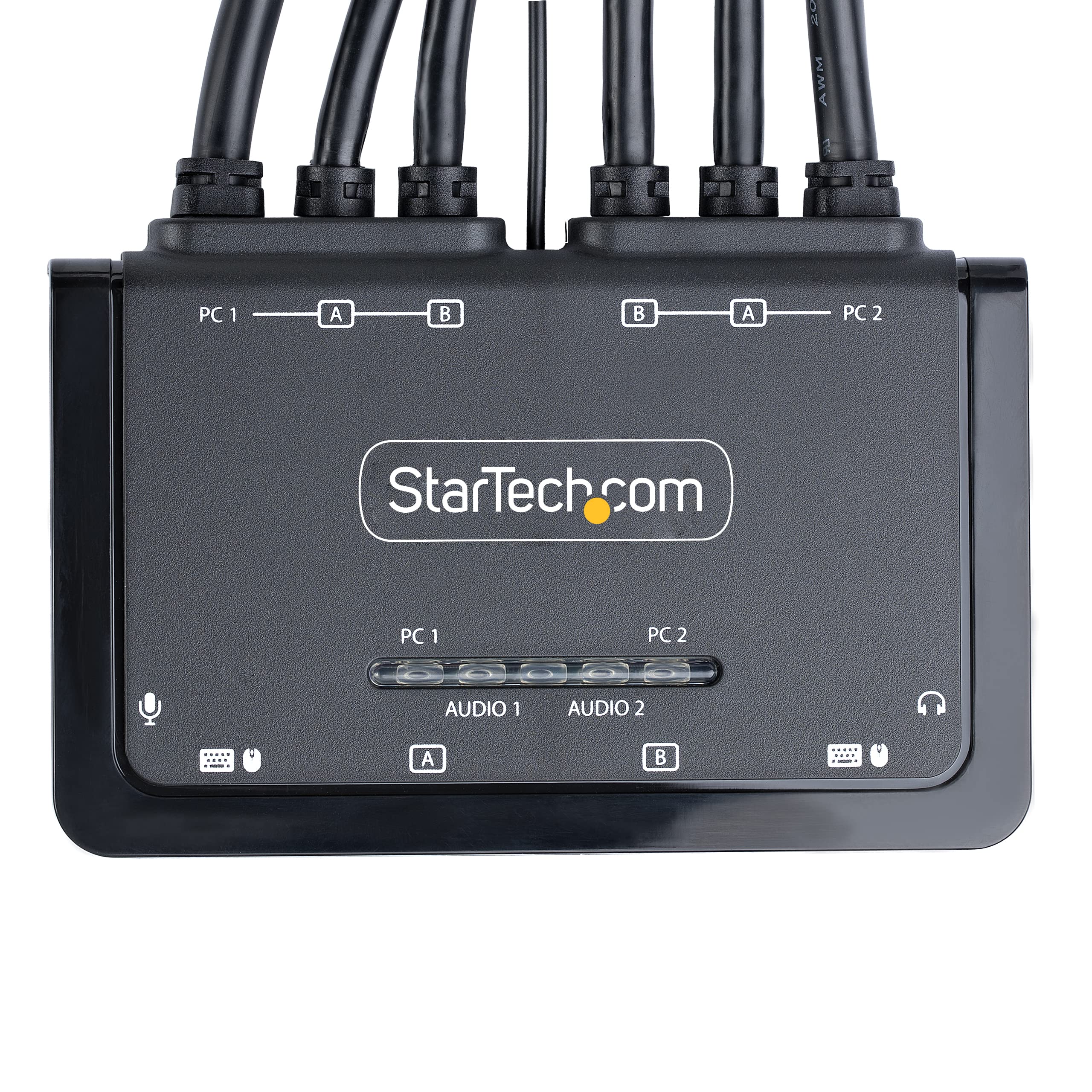 StarTech 2 Port Dual-Monitor DisplayPort KVM, 4K 60Hz, 1,5m Kabel | USB-betrieben, Integrierte Kabel, USB-A, Hotkey, Fernumschaltung, Zwei Monitore