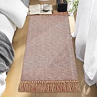 Vista 23 de MitoVilla Juego de 2 alfombras de baño estilo bohemio de granja, 2 unidades, 2 x 3 pies + 2 x 4.3 pies, alfombra de pasillo pequeña color marrón