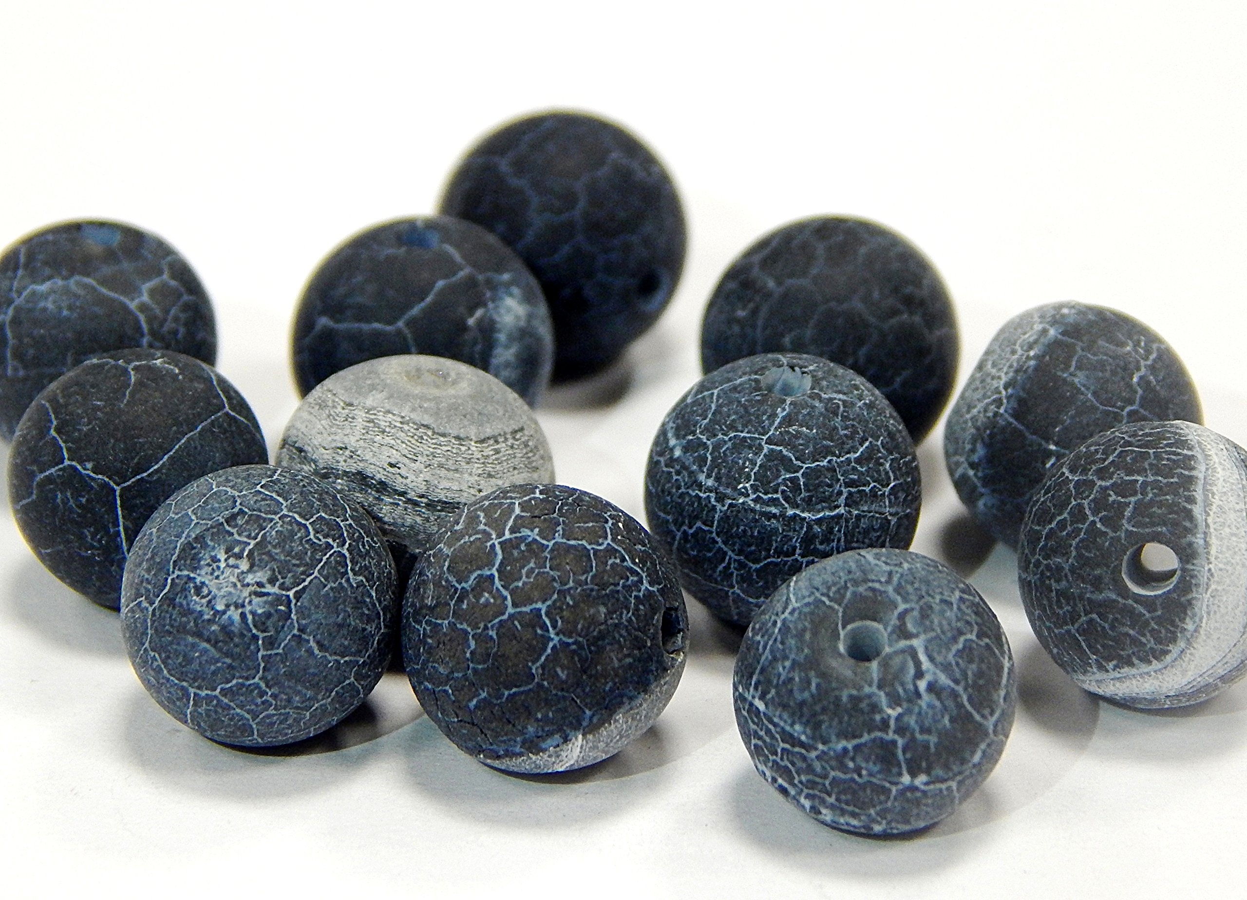 Perles D'Agate Givrée Naturelle 6 Mm - Lot De 18 Perles Rondes Avec Trou - Pierre Semi-Précieuse Pour Création De Bijoux DIY - 3