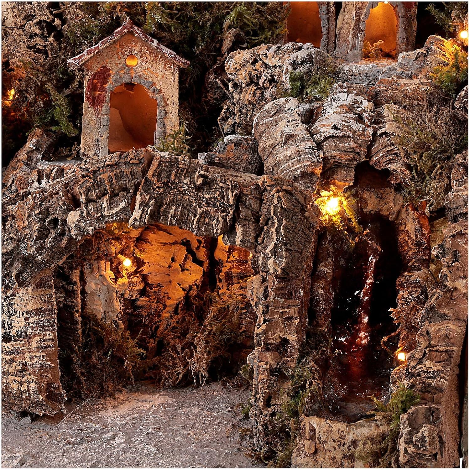 Nativity Scene hut with Stream and Oven Neapolitan Nativity Scene 45X50X40 cm