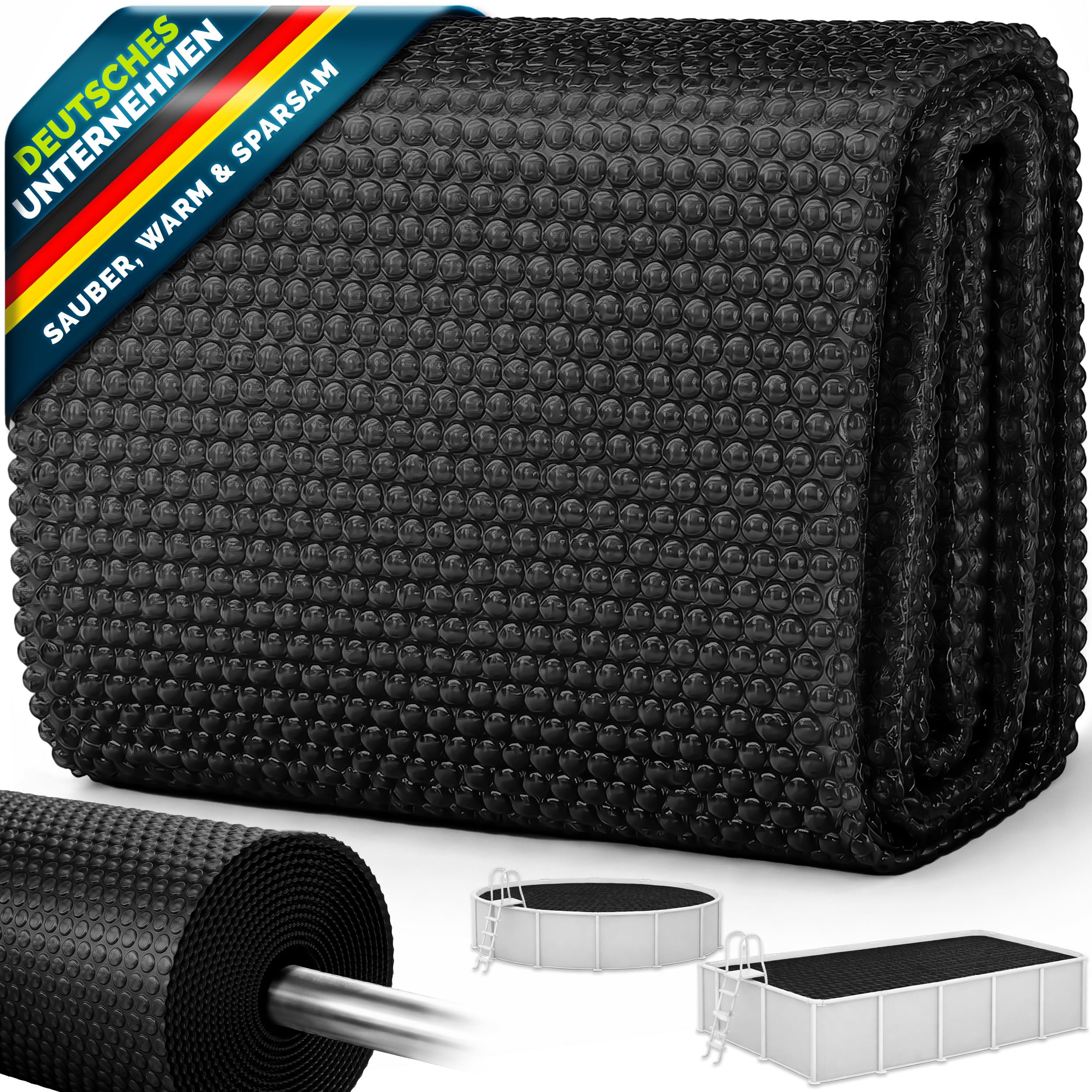 tillvex Pool Solarabdeckplane Rechteckig 600x400 cm | Solarfolie Stärke 120 µm | Solarplane zuschneidbar | Poolheizung für Wassererwärmung