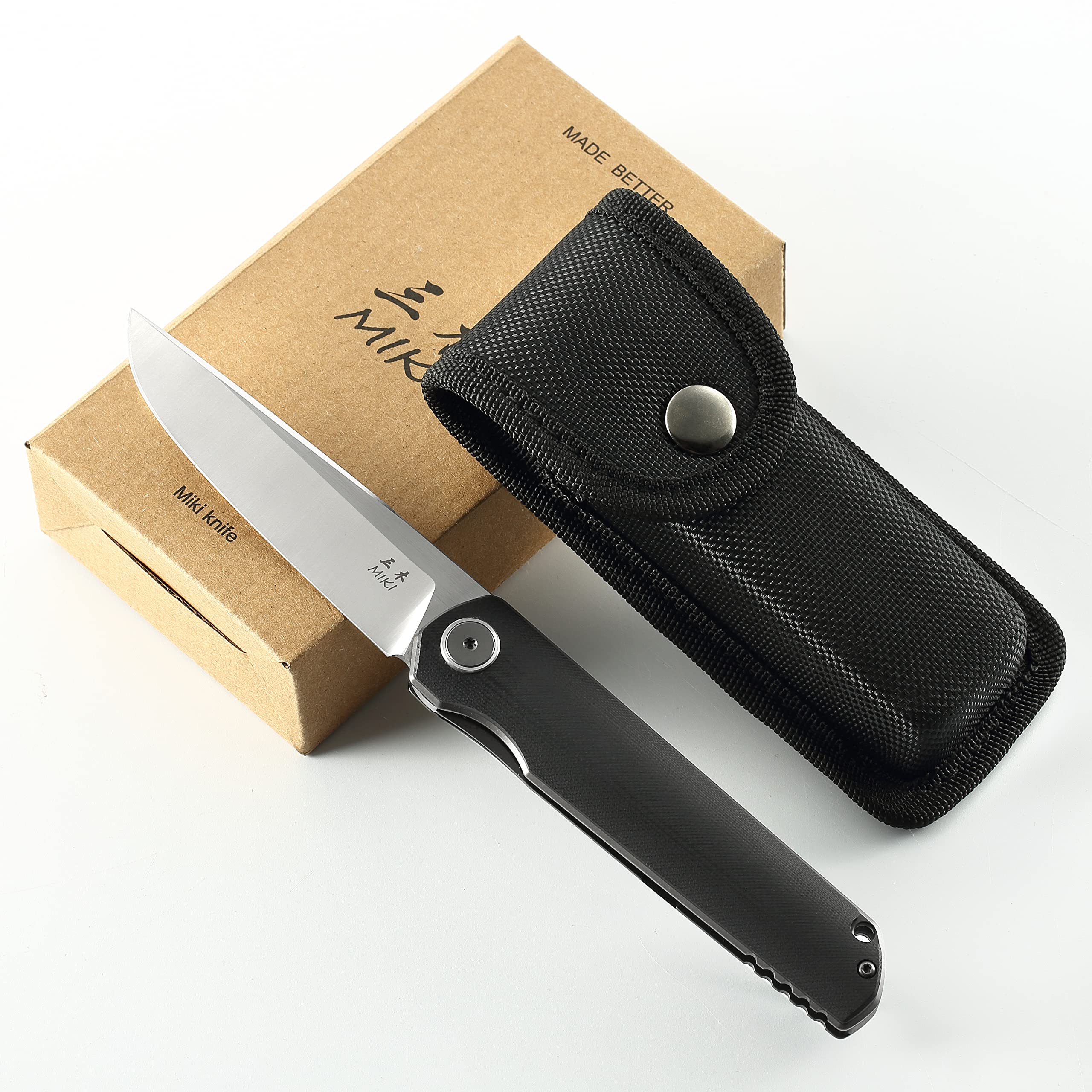 Miki Camping Pocket Folding Japanese Folding Knife,G10 Handle, w/ D2 Steel Blade, Camping Outdoor Fishing And Everyday Carry, EDC Knife