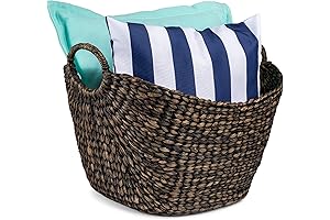 Large Vintage Dark Brown Hyacinth Storage Basket