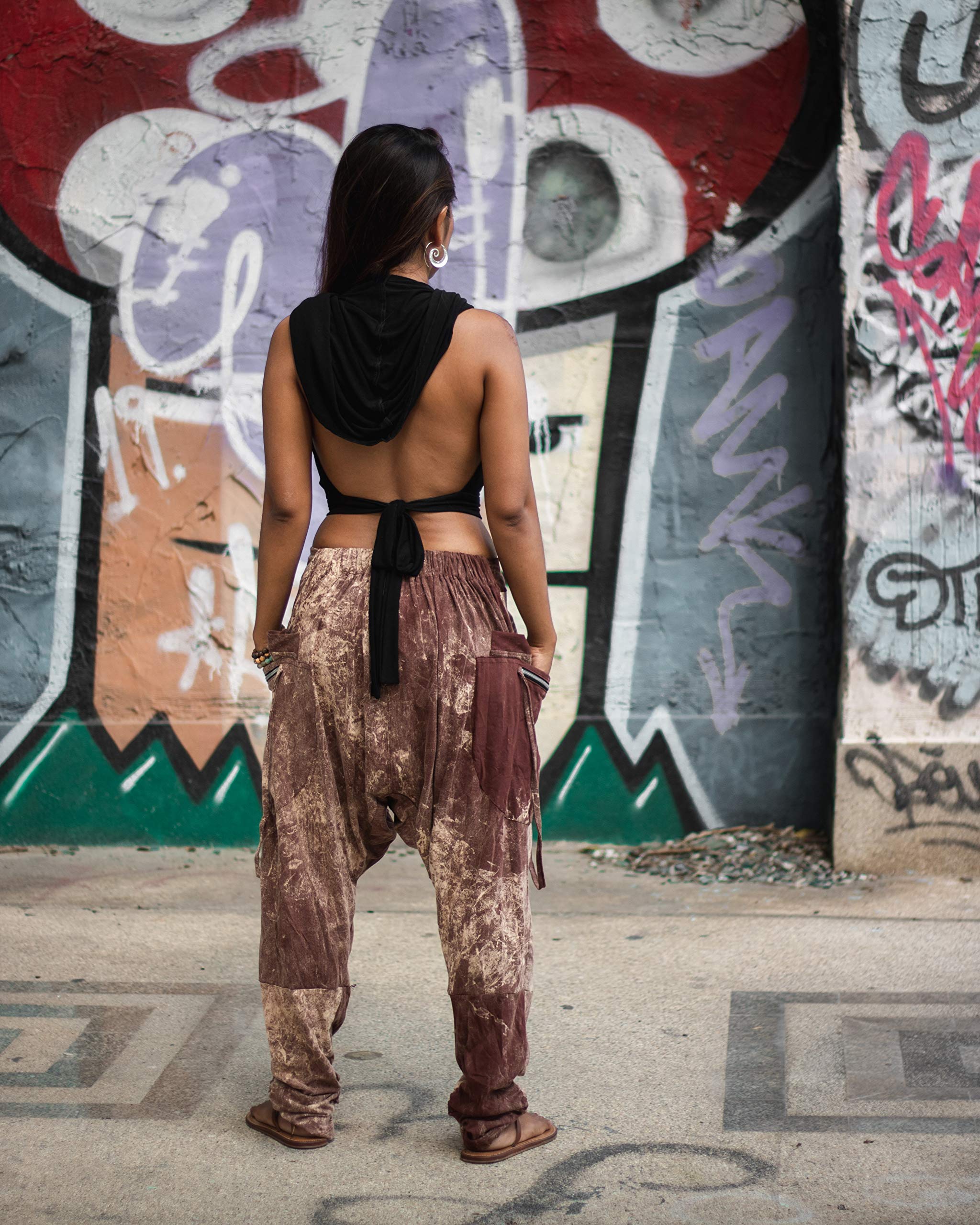 Thaluta Damen-Haremshose, weite Yoga-, Reise- und Freizeithose mit Taschen, lässiger Boho-Stil