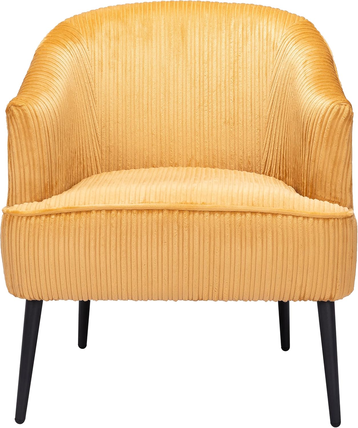 Sunbeam Yellow Velvet Barrel Accent Chair with Wood Legs
