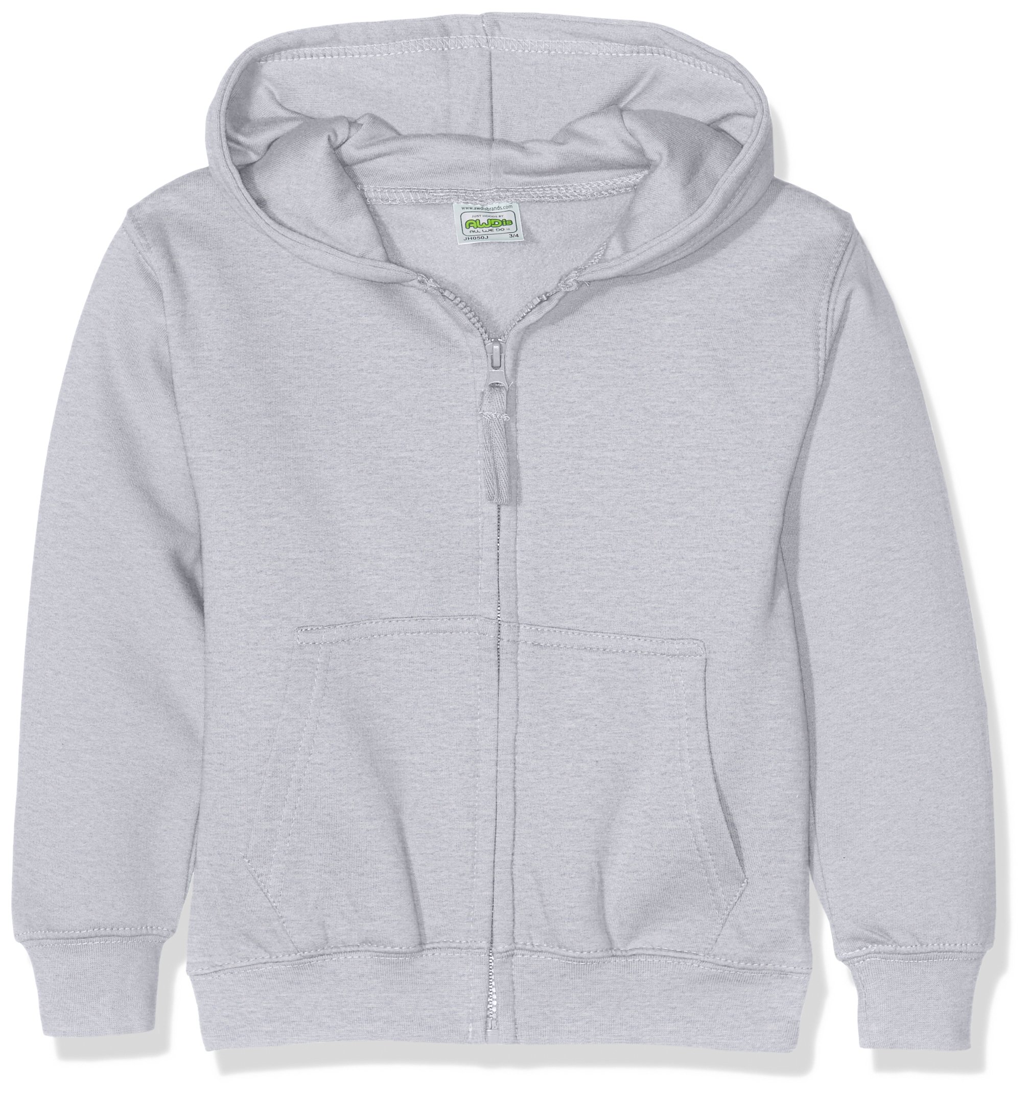 AWDis Boy's Kids Zoodie Hoodie, Grey (Heather Grey), Large
