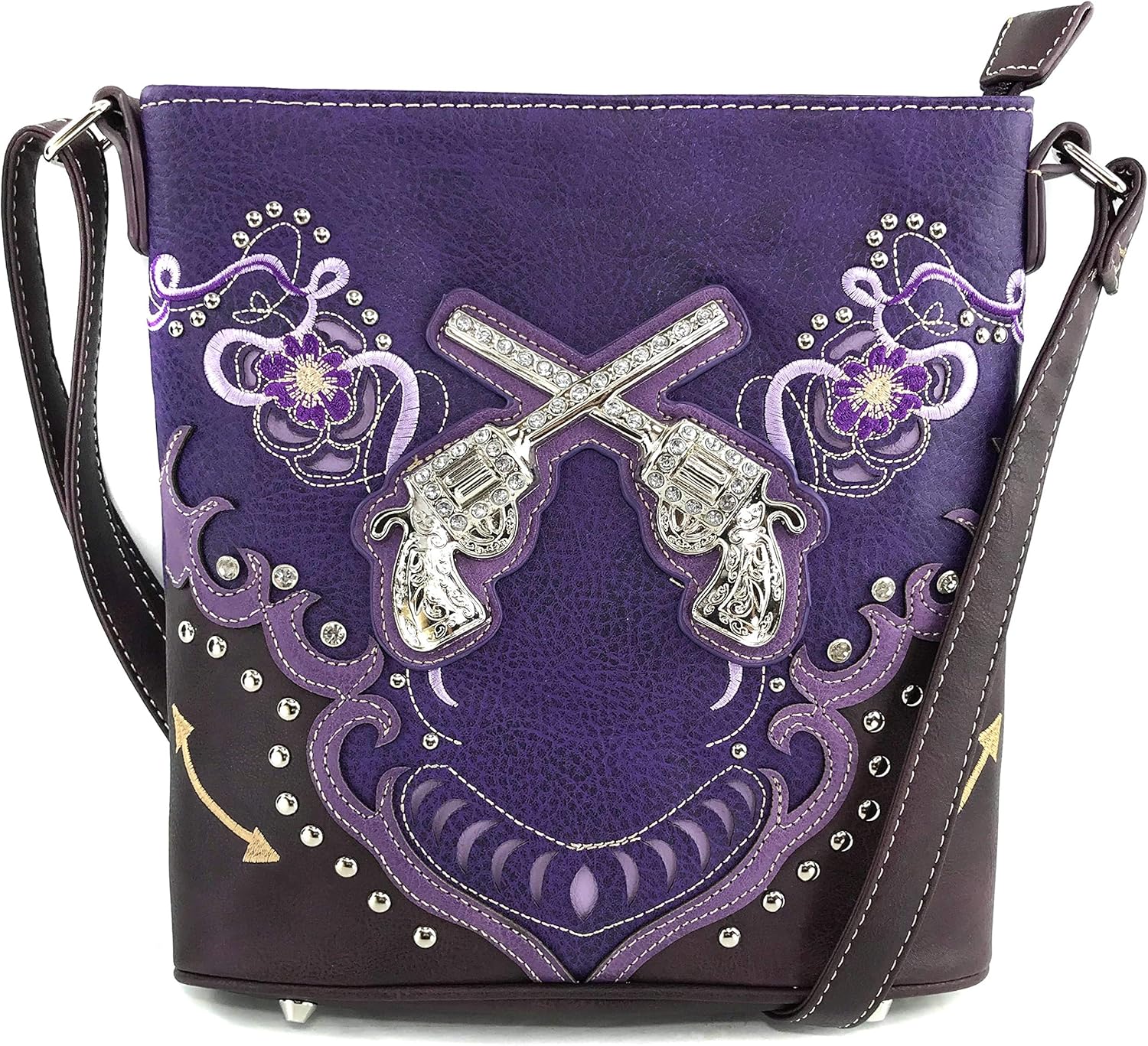 Zelris Floral Poppy Dual Pistol Western Women Conceal Carry Crossbody Messenger