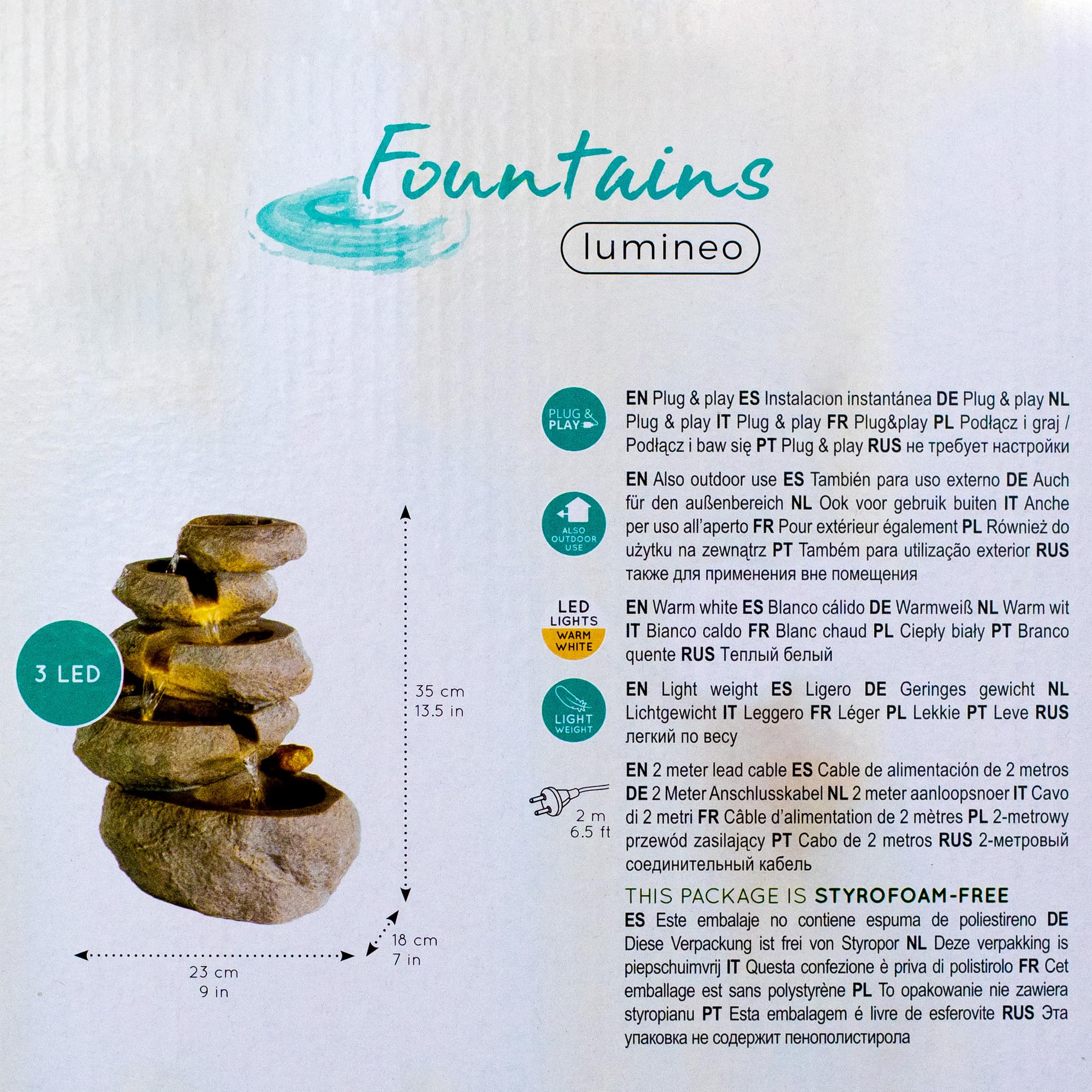 Fountain Waterfall with rocks and LED Lights