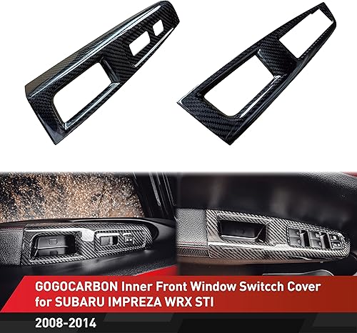 Miniatura 9 de Cubierta de superposición para interruptor de ventana delantera interior (conductor y pasajero) para Subaru WRXWRX STI 2008-2014 I Dry Carbon Fiber