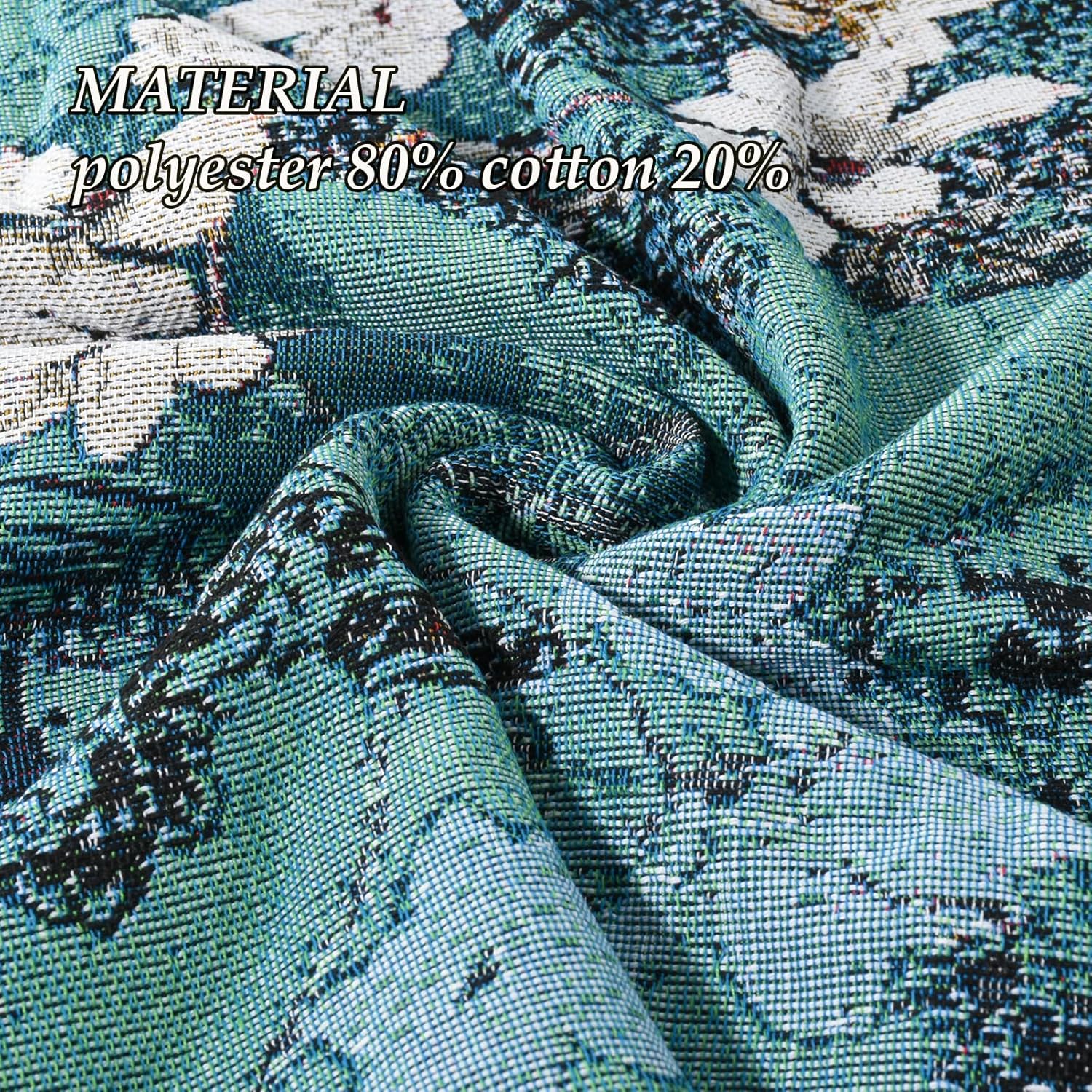 Snycler New Chinese Style Throw Blanket for Bed 50 * 60inch Woven Blanket Cotton Polyester Farmhouse Decor for Indoor Outdoor Sofa Bedroom Garden，All Season - Image 3