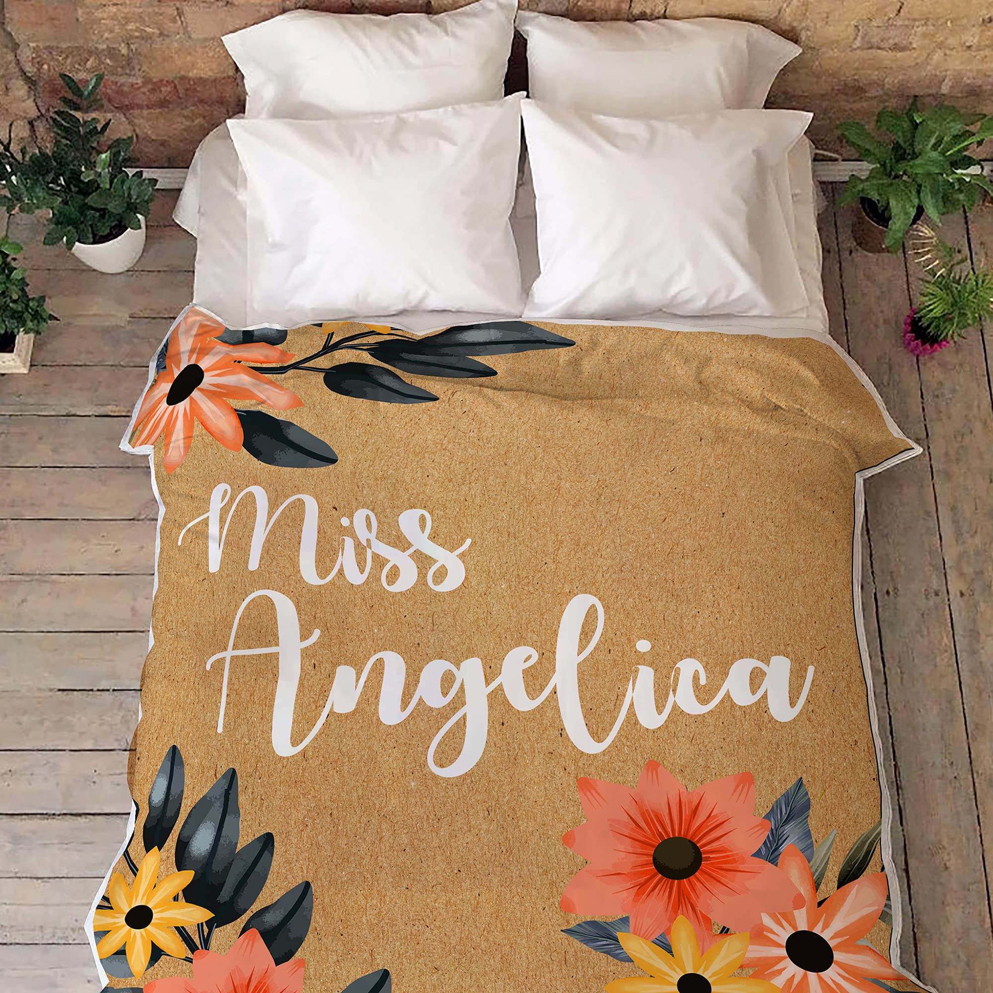 Manta con nombre personalizado, manta floral personalizada, manta de flores con nombre, manta personalizada para regalo, regalo de cumpleaños, manta con nombre, regalo para ella, manta floral de forro