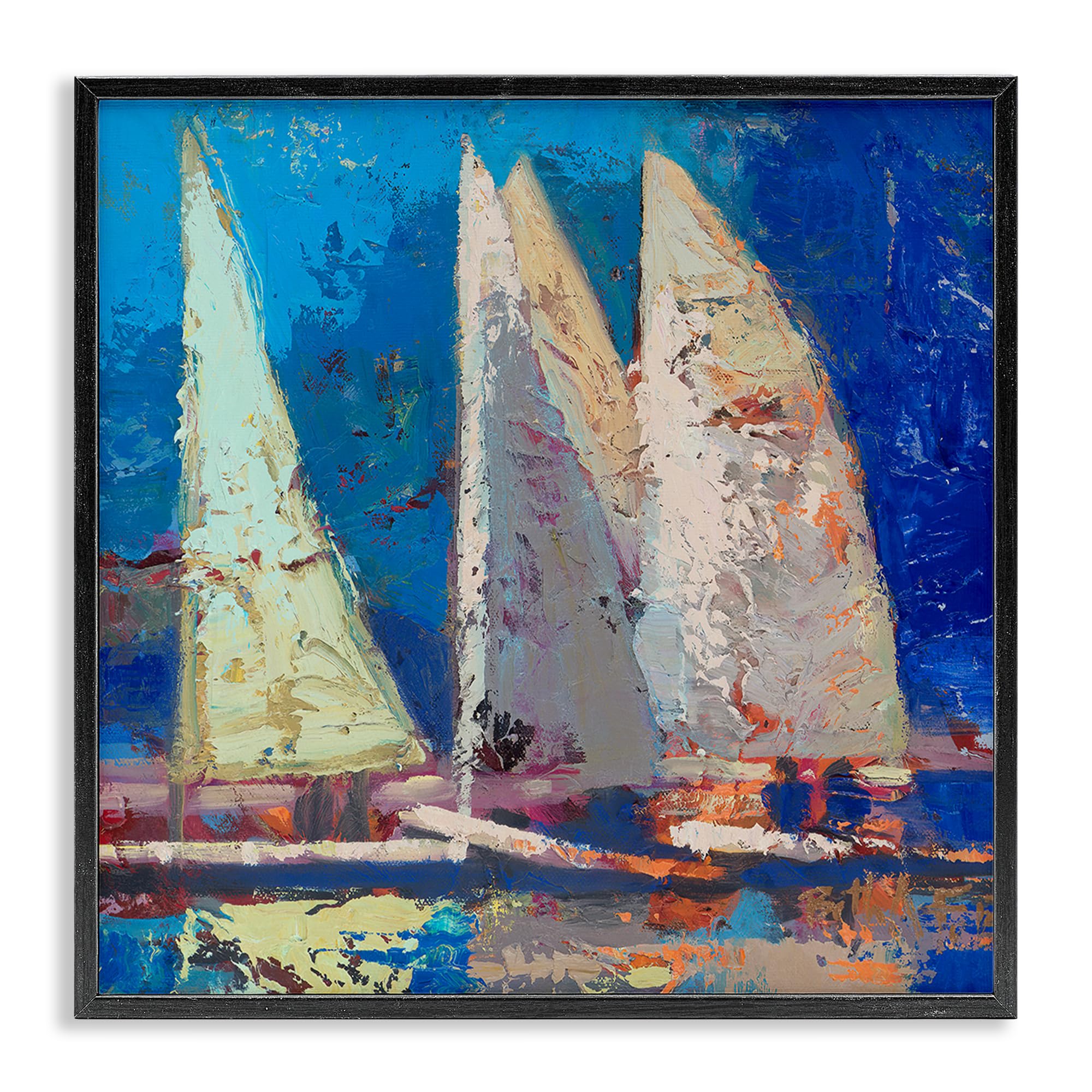 Stupell Industries Strong Wind Sailboats Movement 'A Strong Wind Sailboats', Framed Giclee Art, Black, 24 X 24 Inches, Easy To Hang And Sturdy, Made In Usa, By Beth A. Forst