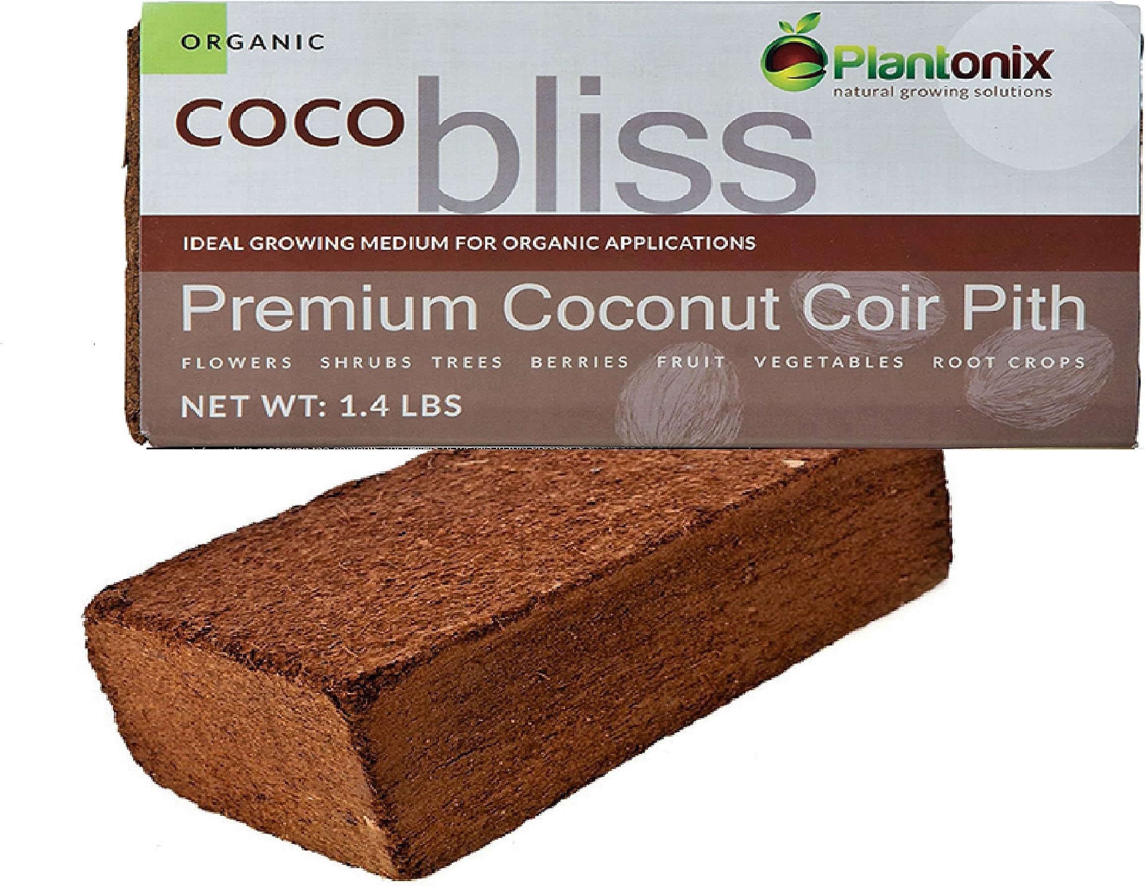 Plantonix Coco Bliss Premium Organic Coconut Coir Pith 650 Gram Bricks for Home Gardening, Potted Plants, Landscaping, and More (20 Pack)