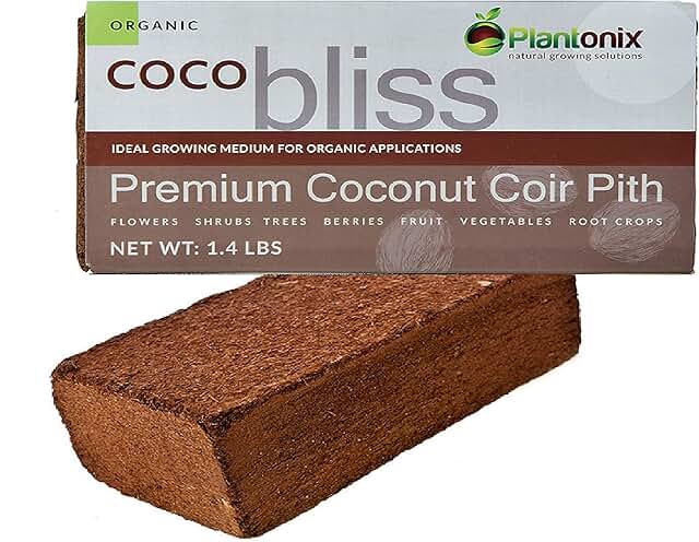 Plantonix Coco Coir Brick, OMRI Listed for Organic Use (5 Bricks)