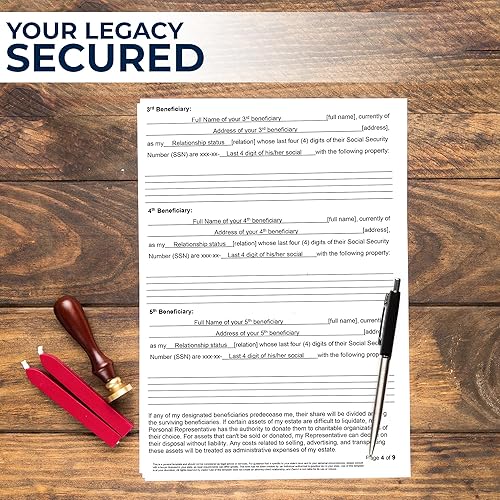 Miniatura 4 de Zastic! Kit de última voluntad y testamento 2024 formularios en papel de testamento legal en blanco de última voluntad, plantillas para creadores de