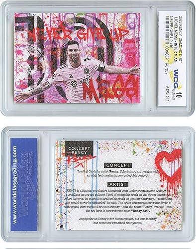 2023 Lionel Messi Inter Miami Never Give Up Diamond Dust Encrusted Rency Tarjeta de intercambio - Gema-Mint 10 graduada