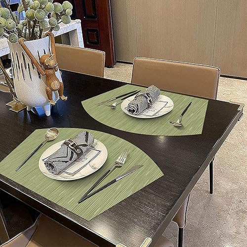 Miniatura 9 de SHACOS Manteles individuales en forma de cuña de gran tamaño con centro de mesa, juego de 5 manteles individuales redondos lavables para mesa de