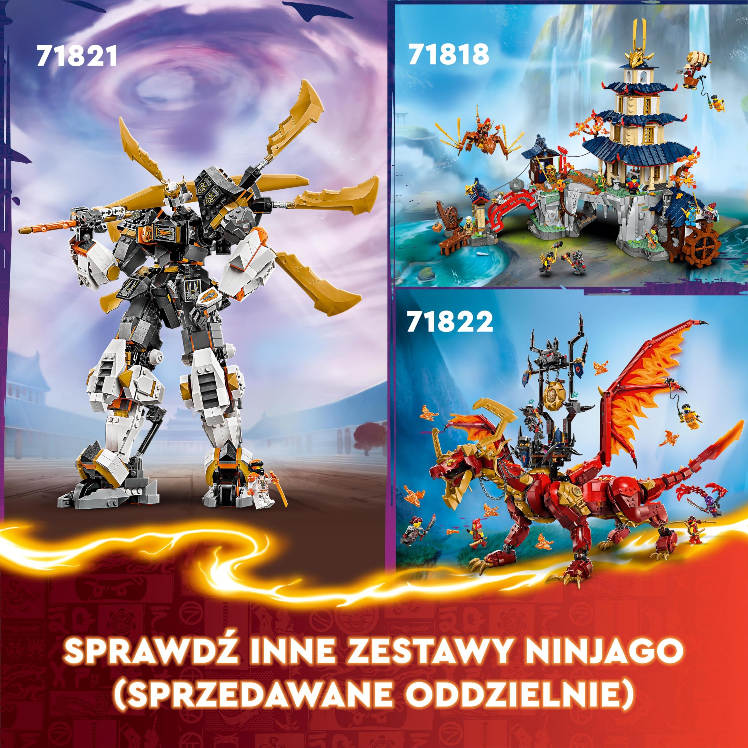 LEGO NINJAGO Tytanowy smok-mech Cole’a, Zabawki Ninja dla Dzieci, Chłopców i Dziewczynek, z 1 Minifigurką, Prezenty dla Nastolatków i Fanów Serialu Smoki Powstają, 71821