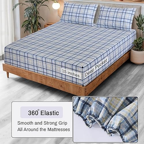 Miniatura 7 de RUVANTI - Juego de sábanas Split King, 100% algodón orgánico, percal, certificado GOTS, 5 piezas, bolsillo profundo de 15 pulgadas, frescas,