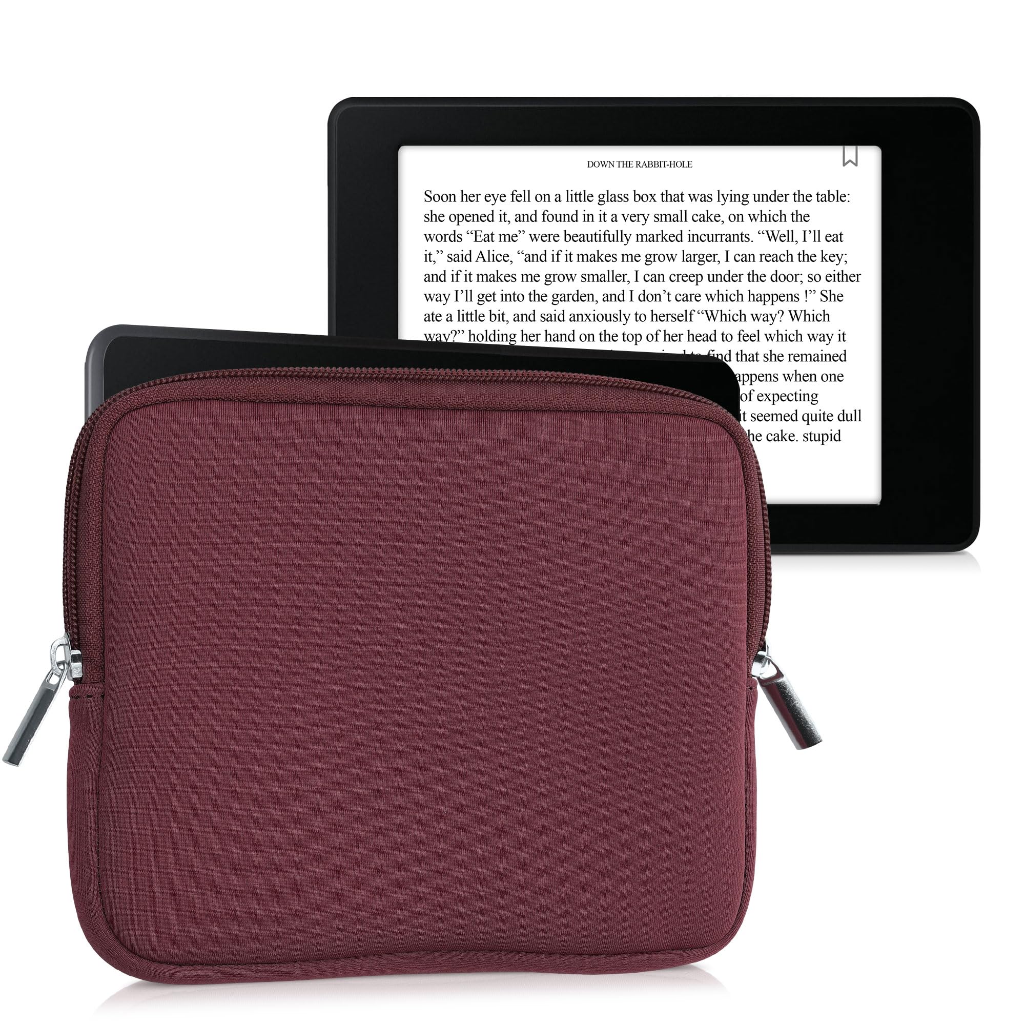 Custodia Universale per eReader kwmobile, Copertina in Neoprene Malva con Chiusura a Zip, Misura 17,5 x 14,7 x 1 cm