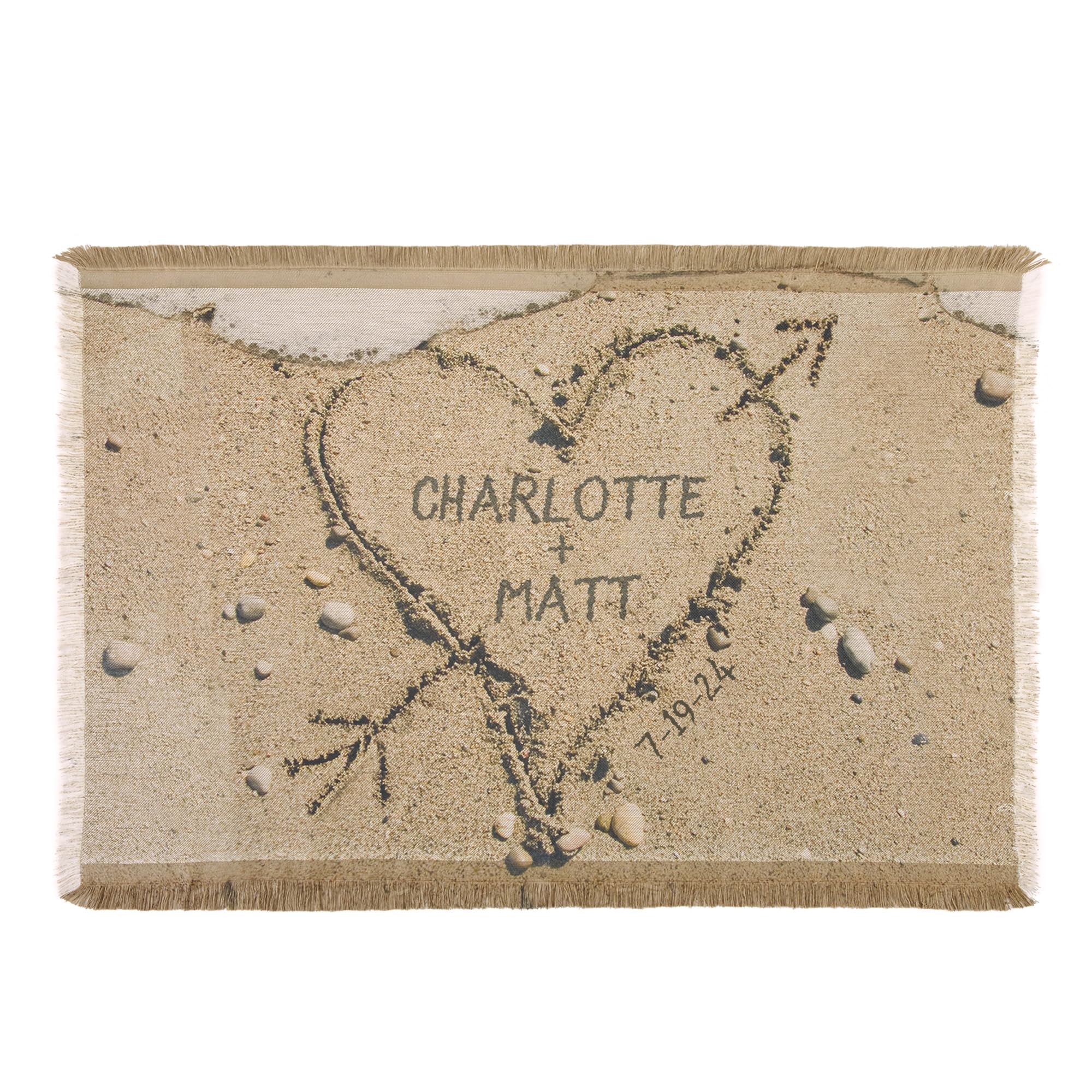 Let's Make Memories Personalized Heart in Sand Throw - Blanket - for Couples - Newlyweds - Weddings