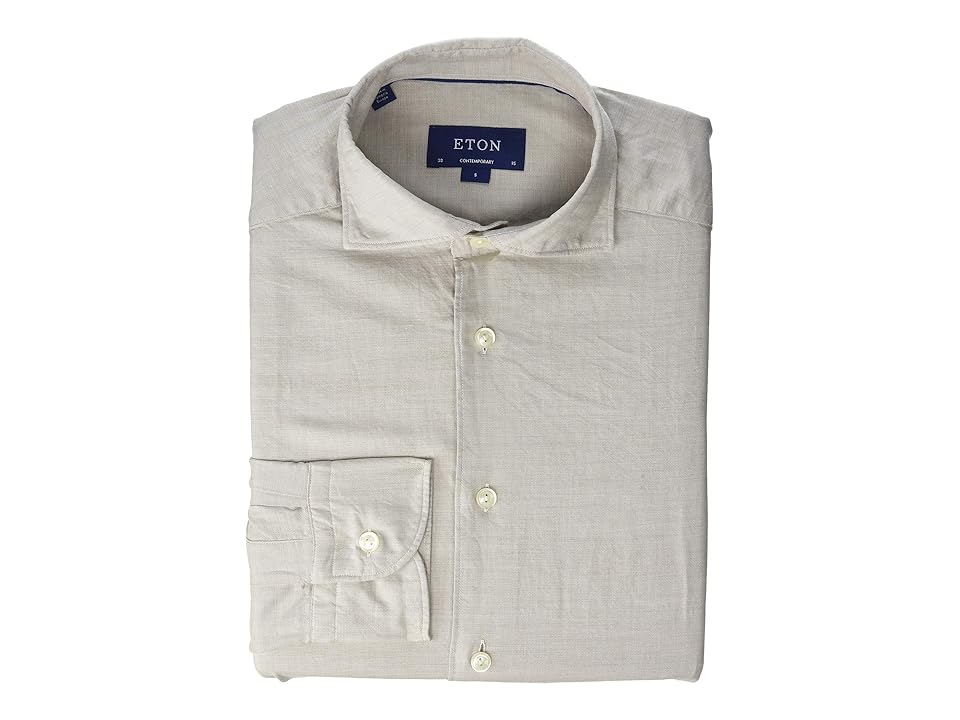 

Eton Contemporary Fit Brera Silk Solid (Brown) Men's Long Sleeve Button Up