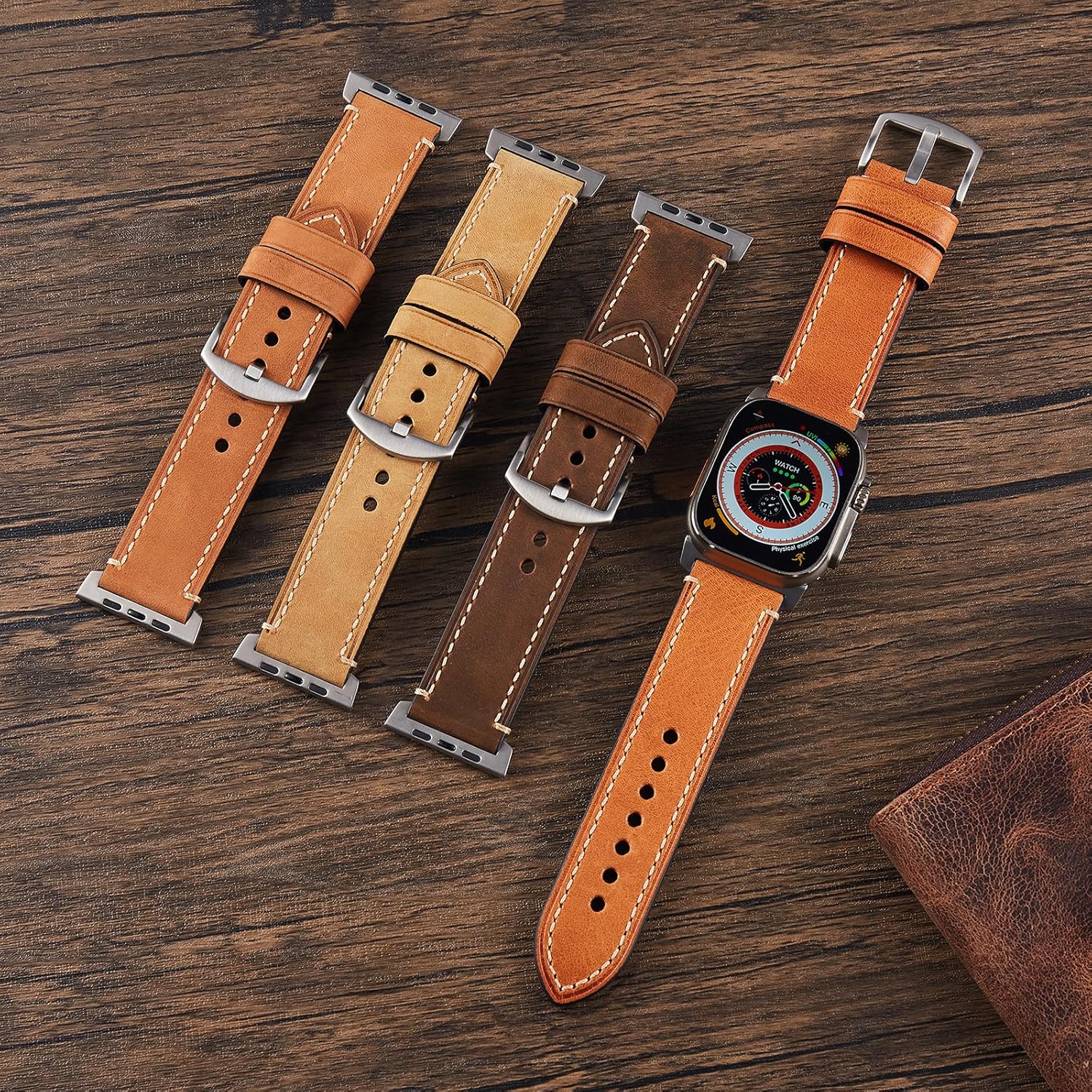 Gitalian Leather Band Compatible with Apple Watch Ultra 3/2/1 Band 49mm 46mm 45mm 44mm 42mm for Men, chubby cable Genuine Leather robust and Wide Strap for iWatch, Series10 9 8 7 6 Retro Brown - Image 6