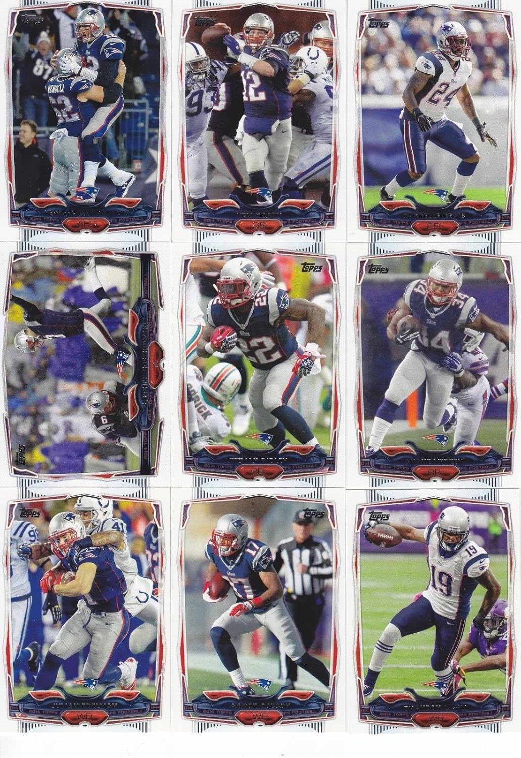New England Patriots 2014 Topps NFL Football Complete Regular Issue 14 Card Team Set Including Tom Brady, Rob Gronkowski, Darrelle Revis, Julian Edelman, Jimmy Garoppolo Rookie Plus