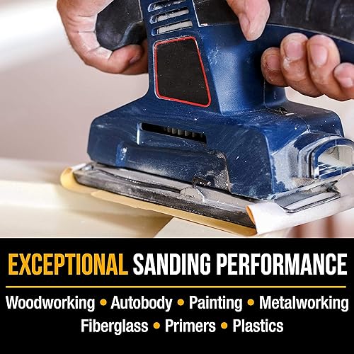 Miniatura 6 de Dura-Gold Hojas de papel de lija dorado de 13 hojas, grano 80 (caja de 20)  3-23 x 9 pulgadas, soporte de gancho y bucle de tamaño de 3-23 x 9