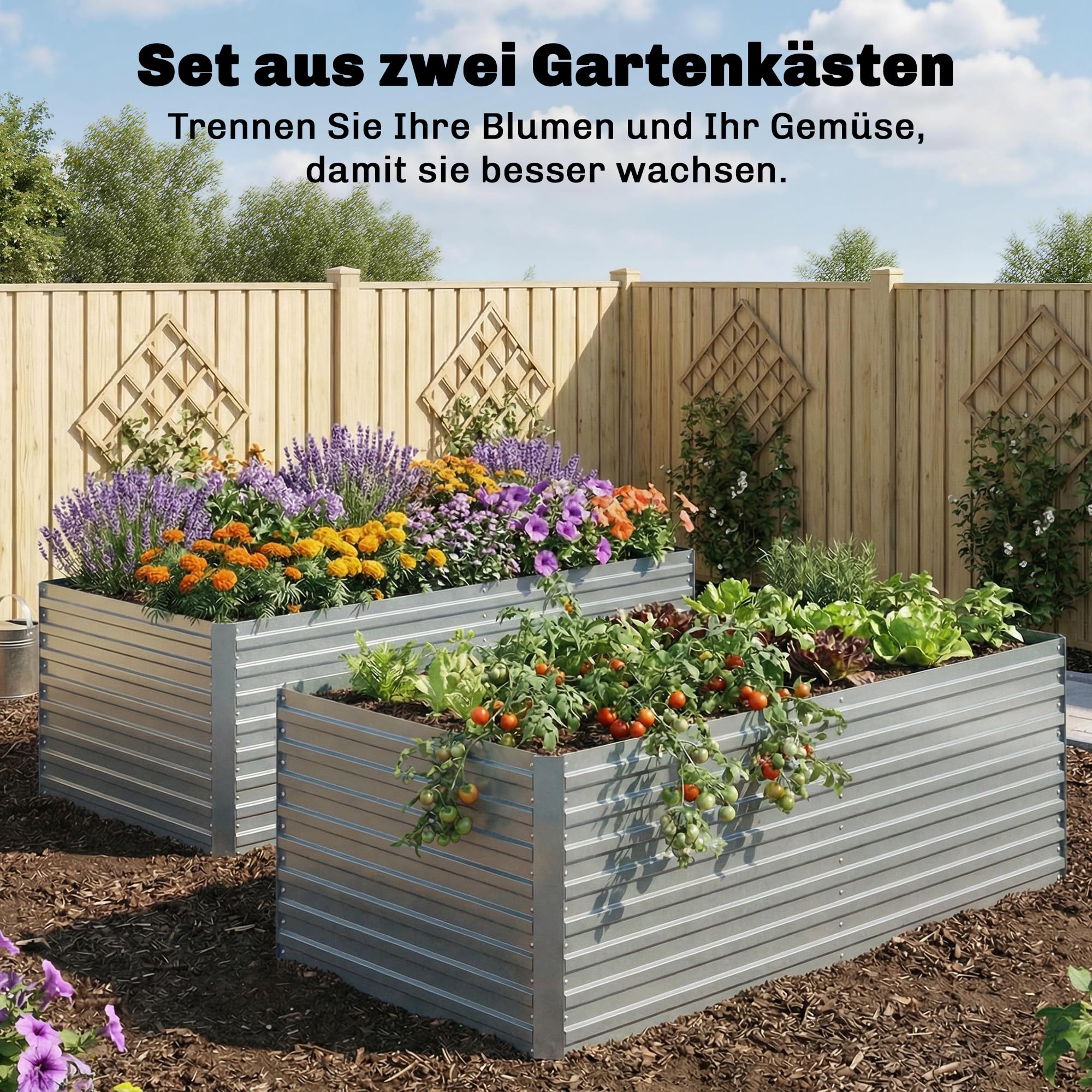 Outsunny Hochbeet aus Verzinktem Stahl, 2er Set 180 x 90 x 60cm Silber