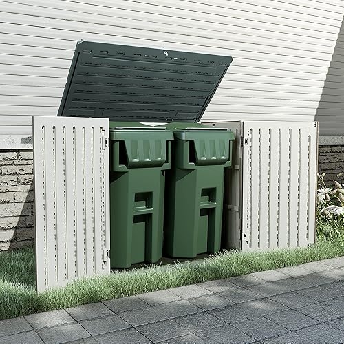 Miniatura 2 de Homall Cobertizo de almacenamiento de resina para exteriores, 34 pies cúbicos, gabinete de almacenamiento horizontal para exteriores, cobertizo de